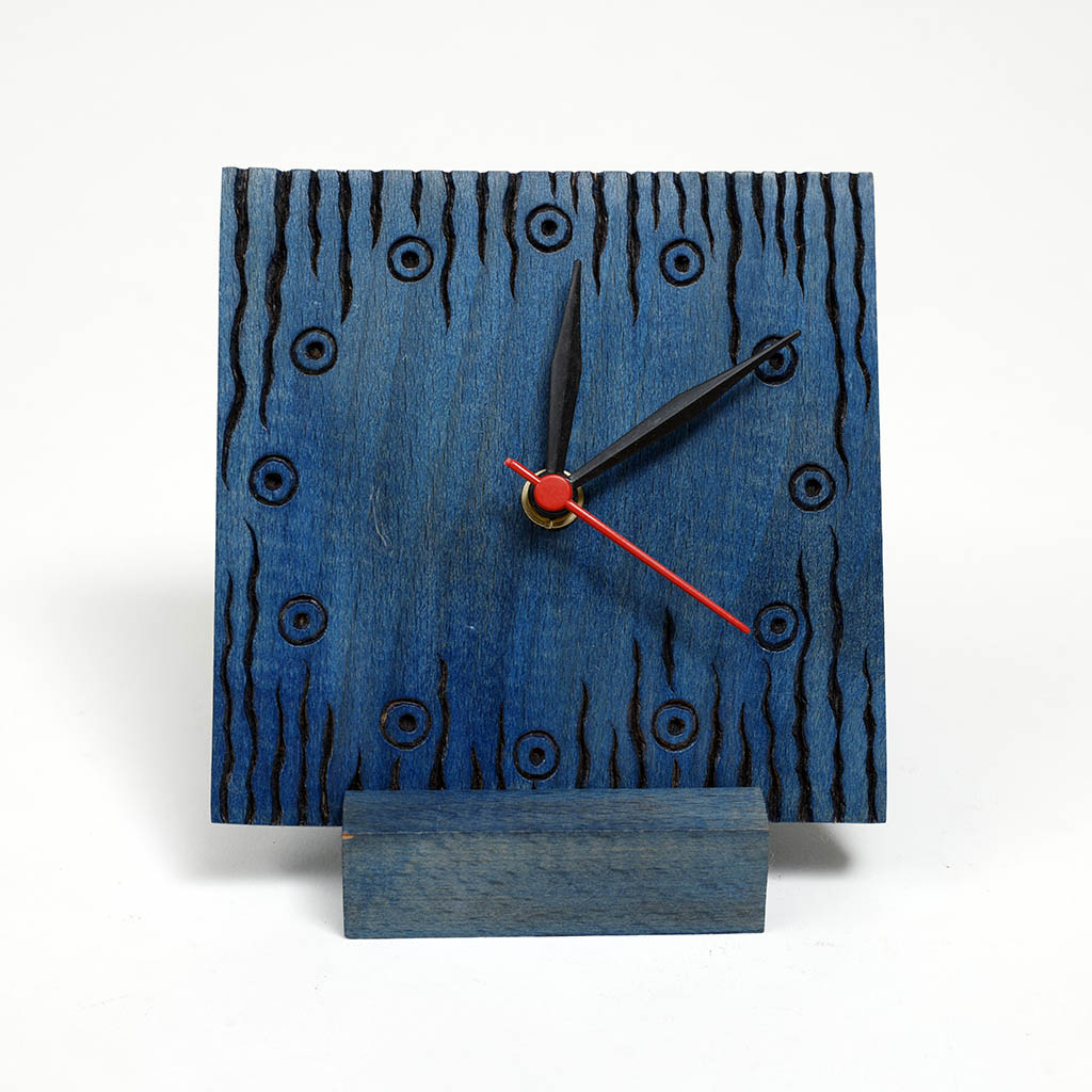 Handcrafted Wooden Table Clock with Stand – 2-Piece Set