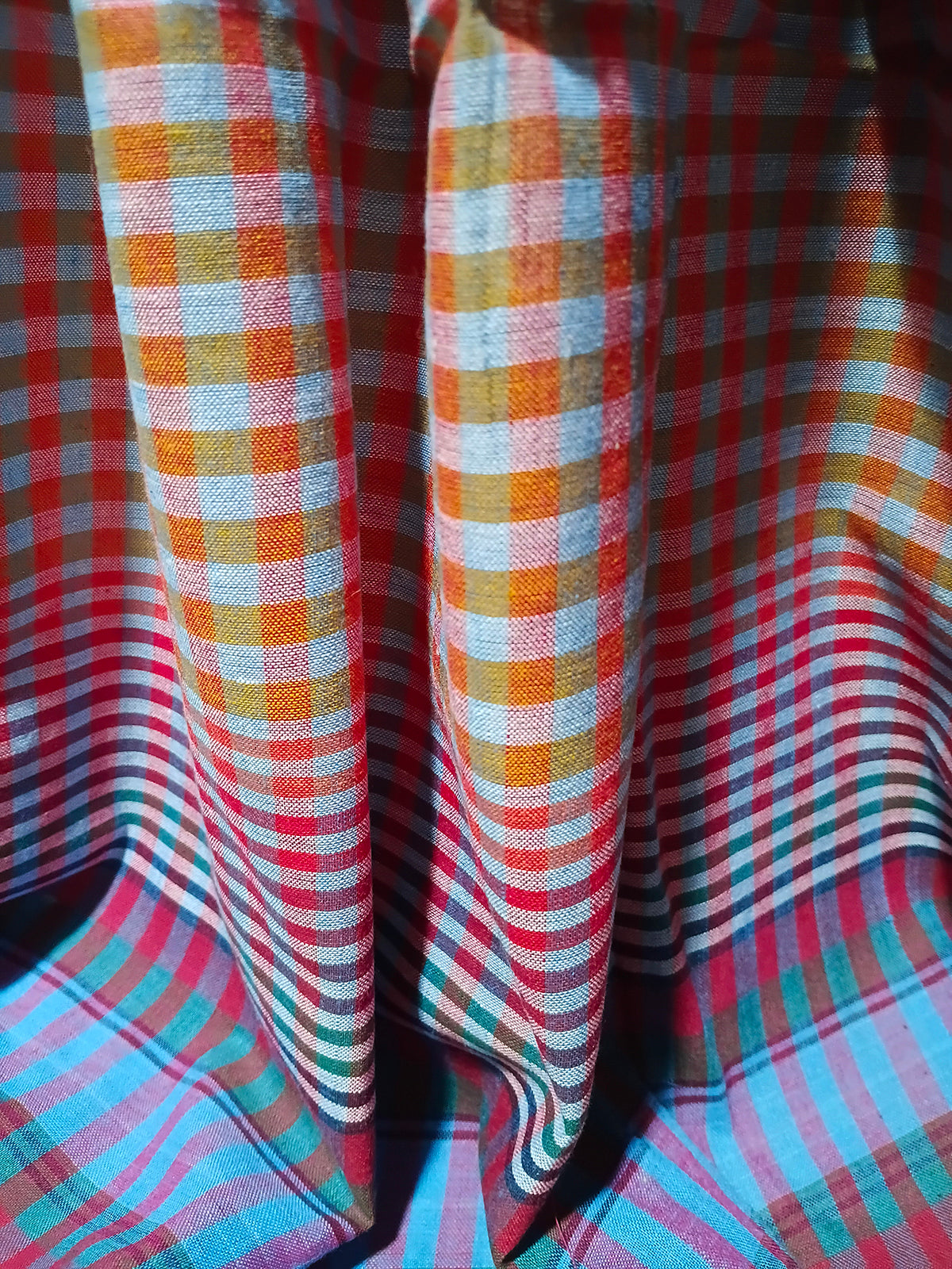Contemporary Gamchha Cotton Saree – Rose Pink & Sky Blue Checks