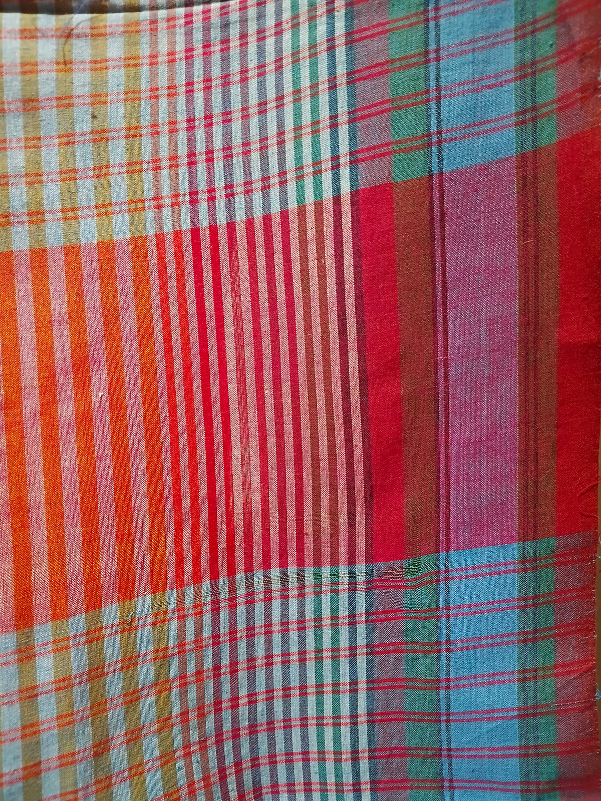 Contemporary Gamchha Cotton Saree – Rose Pink & Sky Blue Checks