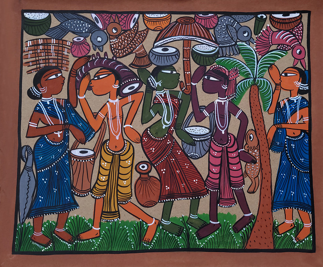 KalighatPainting _Tribal Dance_by BapiChitrakar
