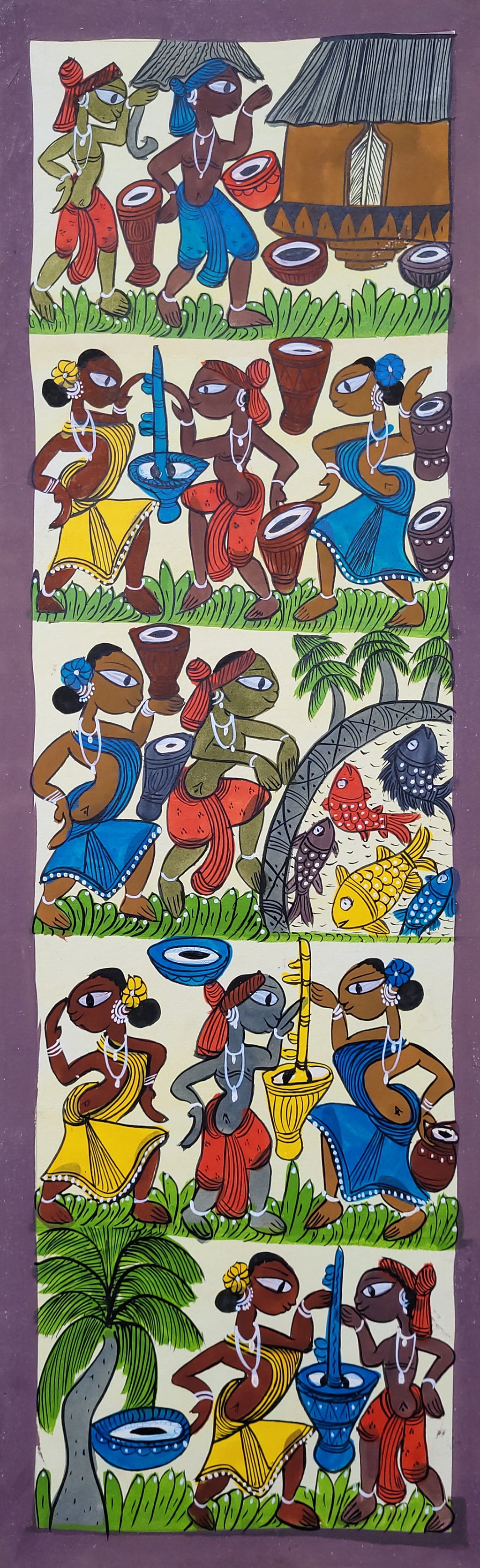 KalighatPainting _Tribal Dance_by BapiChitrakar