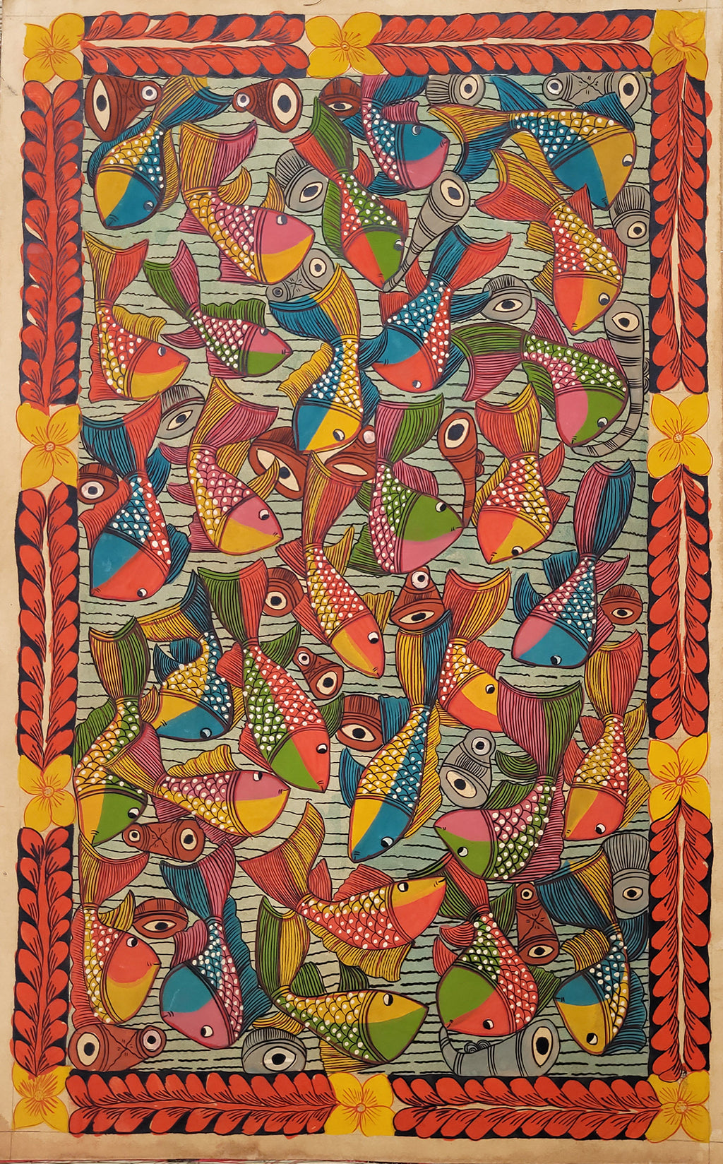 KalighatPainting _Story of Fish Marriage_by BapiChitrakar