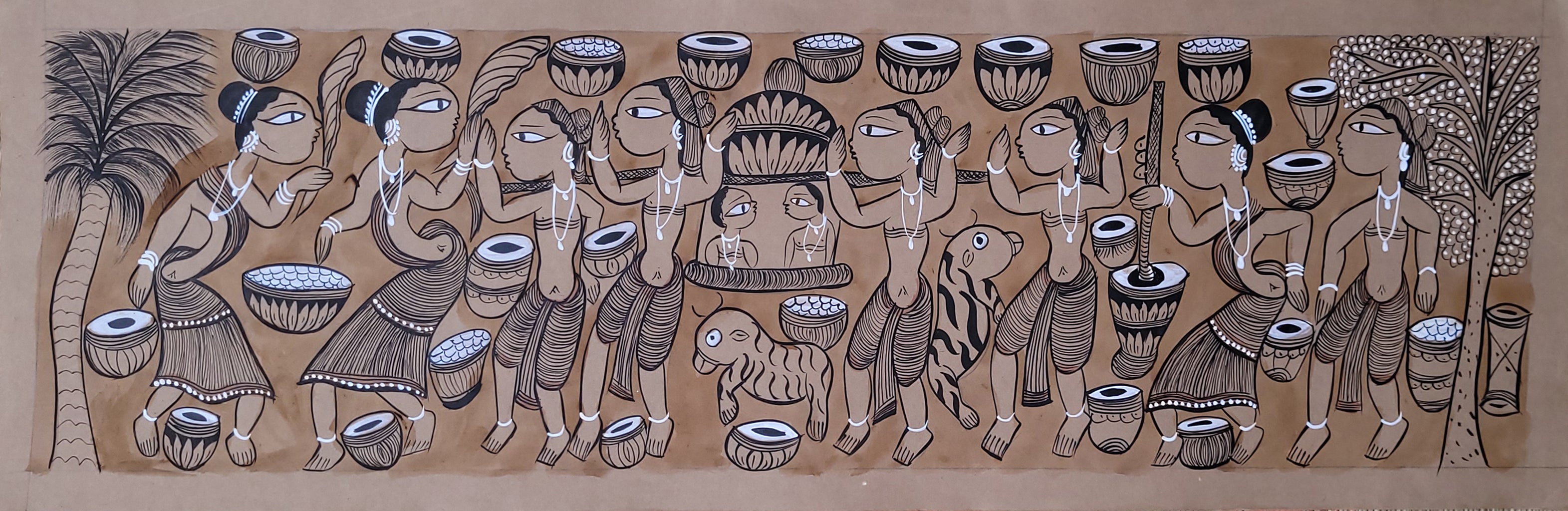 KalighatPainting _Tribal Dance_by BapiChitrakar