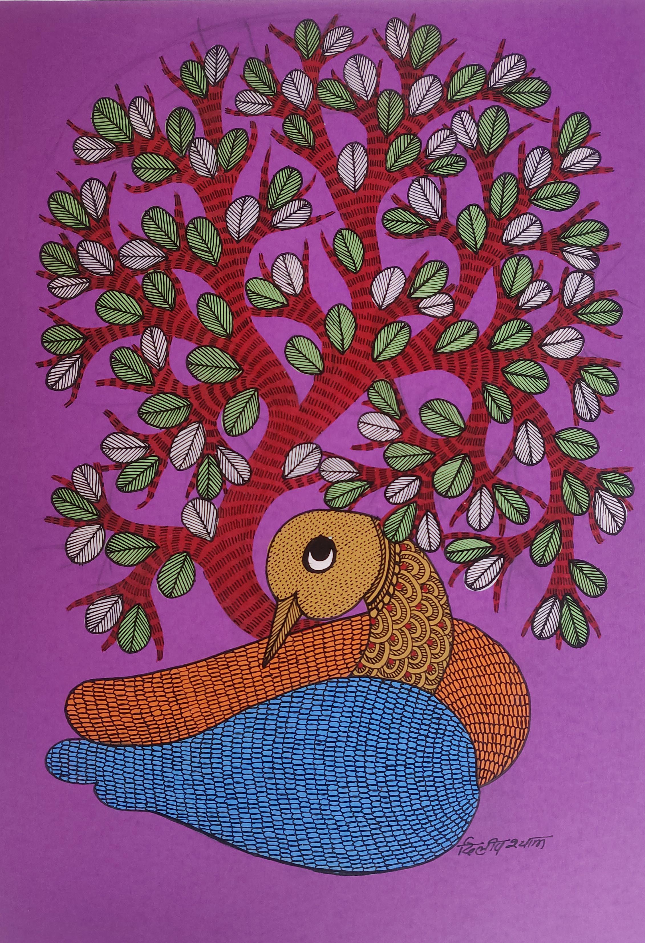 Gond folk art painting by Dilip Shyam