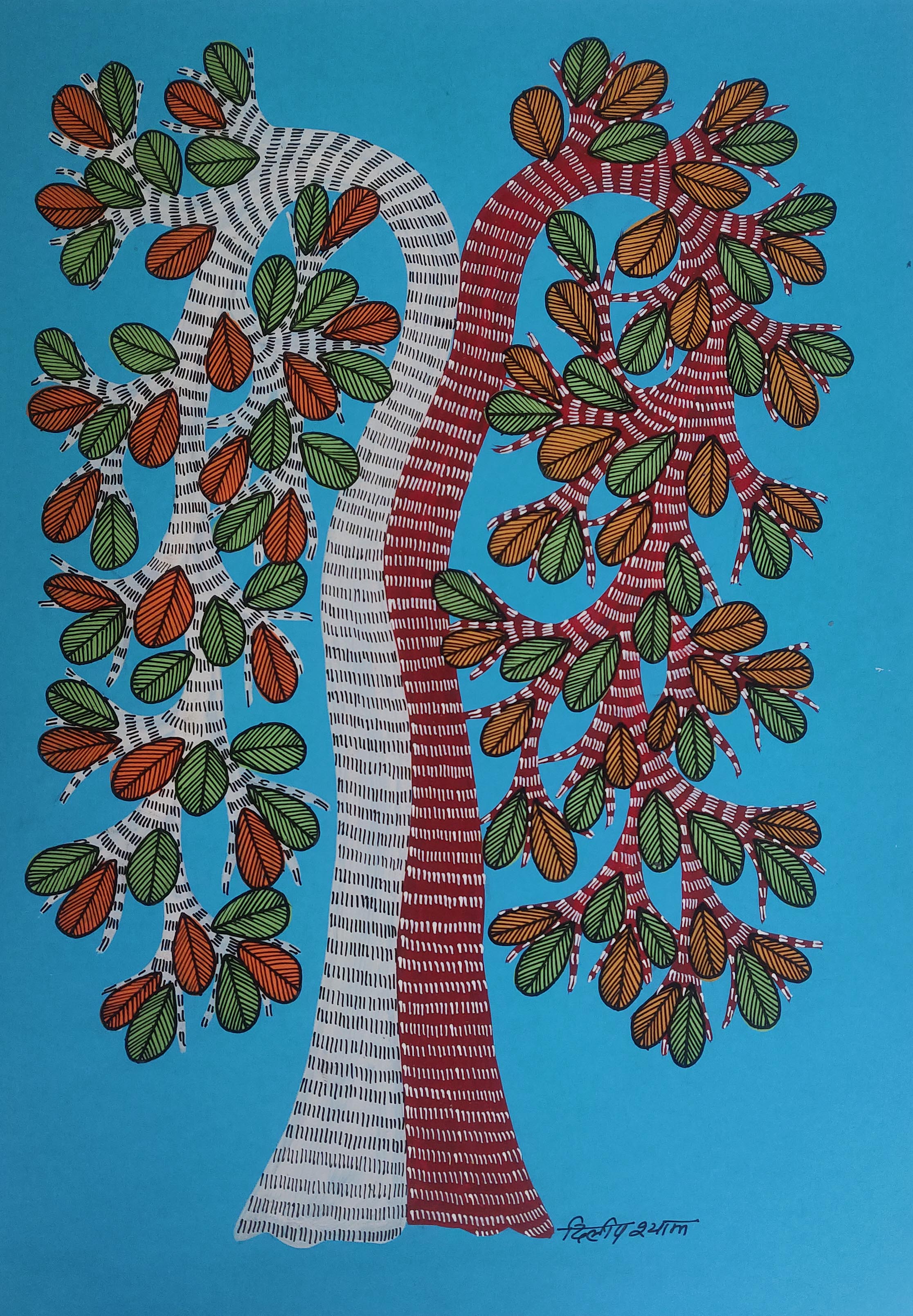 Gond folk art painting by Dilip Shyam