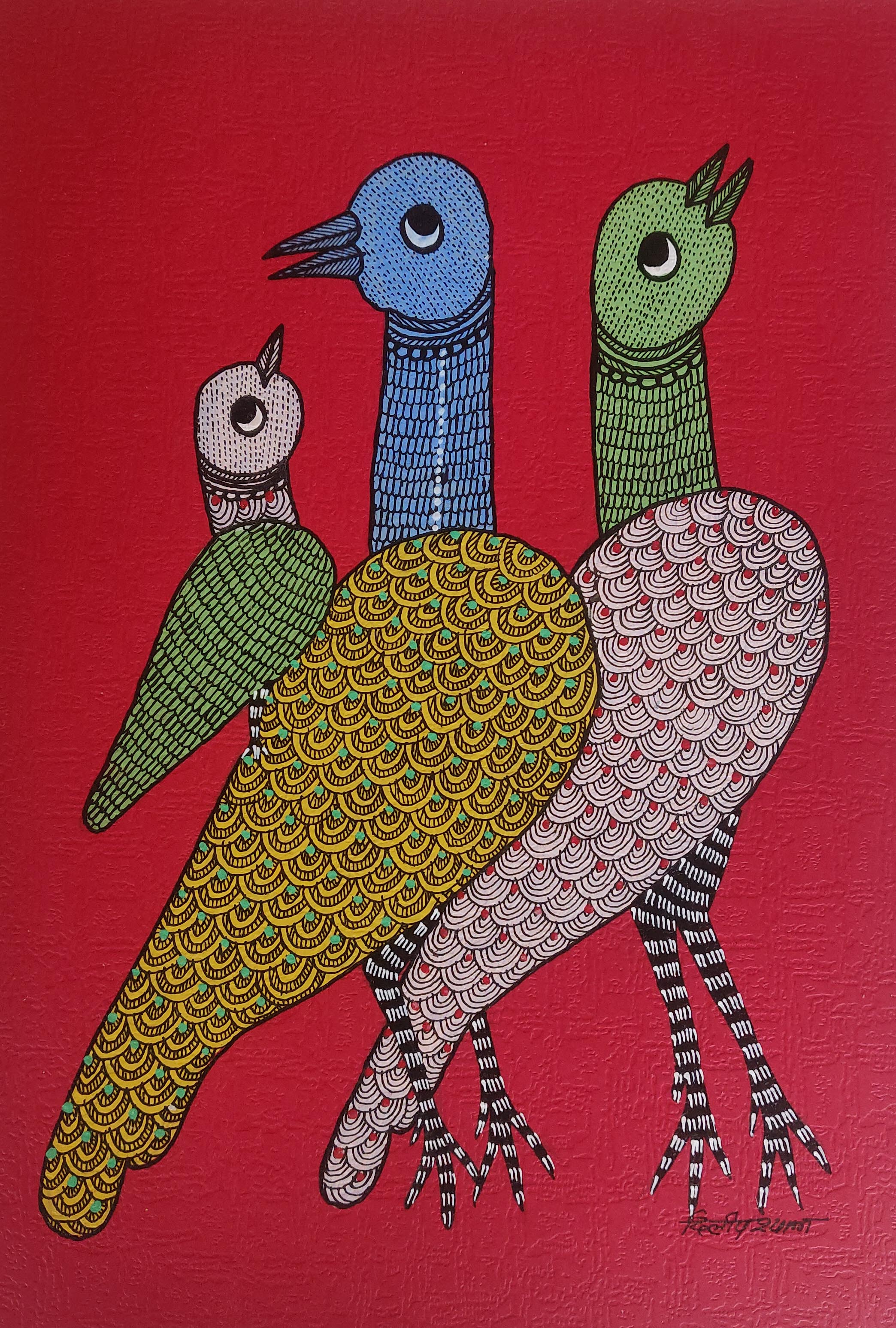 Gond folk art painting by Dilip Shyam