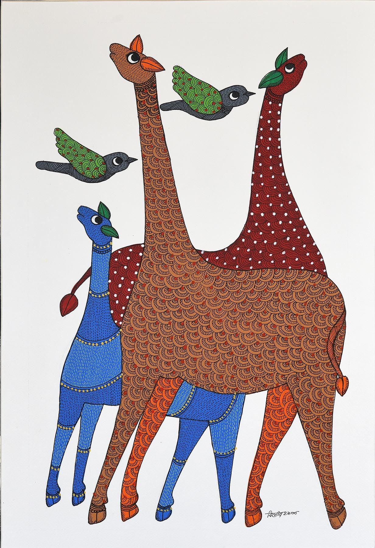 Gond folk art painting by Dilip Shyam