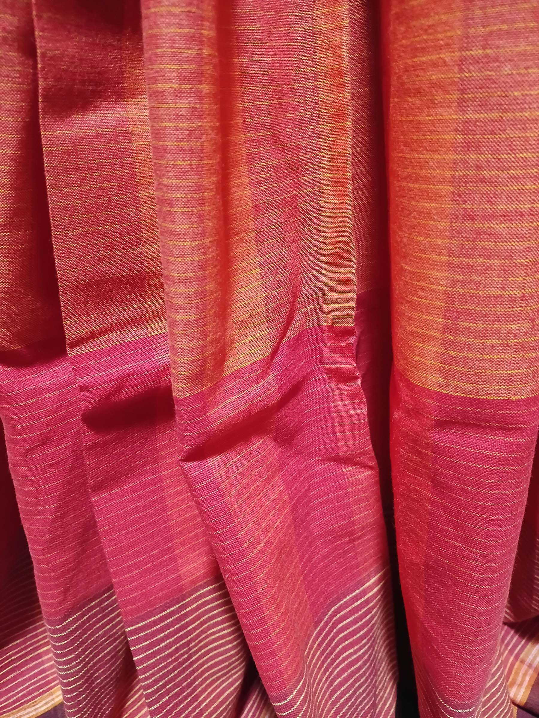 Contemporary Gamchha Cotton Saree – Mustard check pallu.