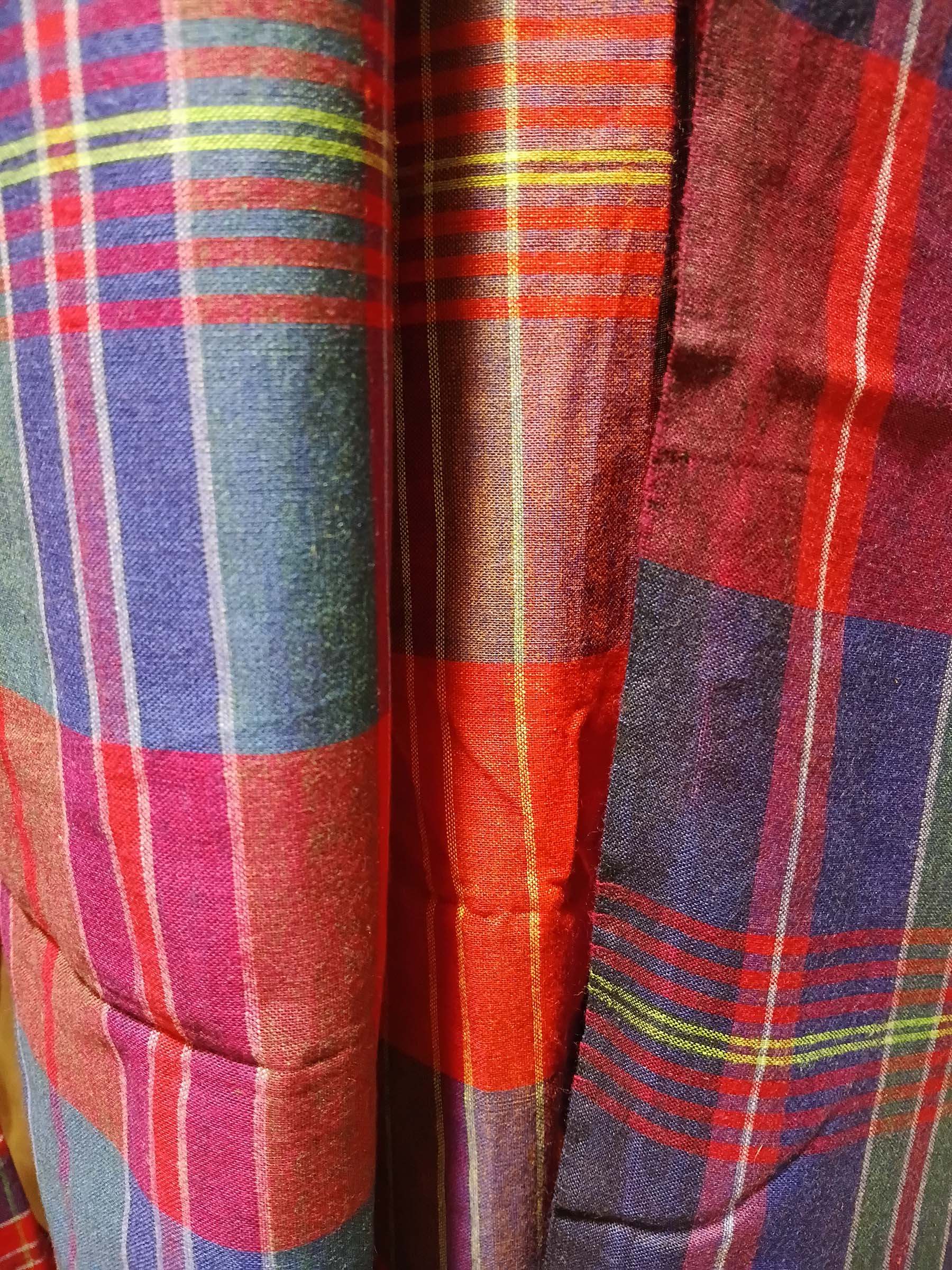 Contemporary Gamchha Cotton Saree – Red Purple Blue