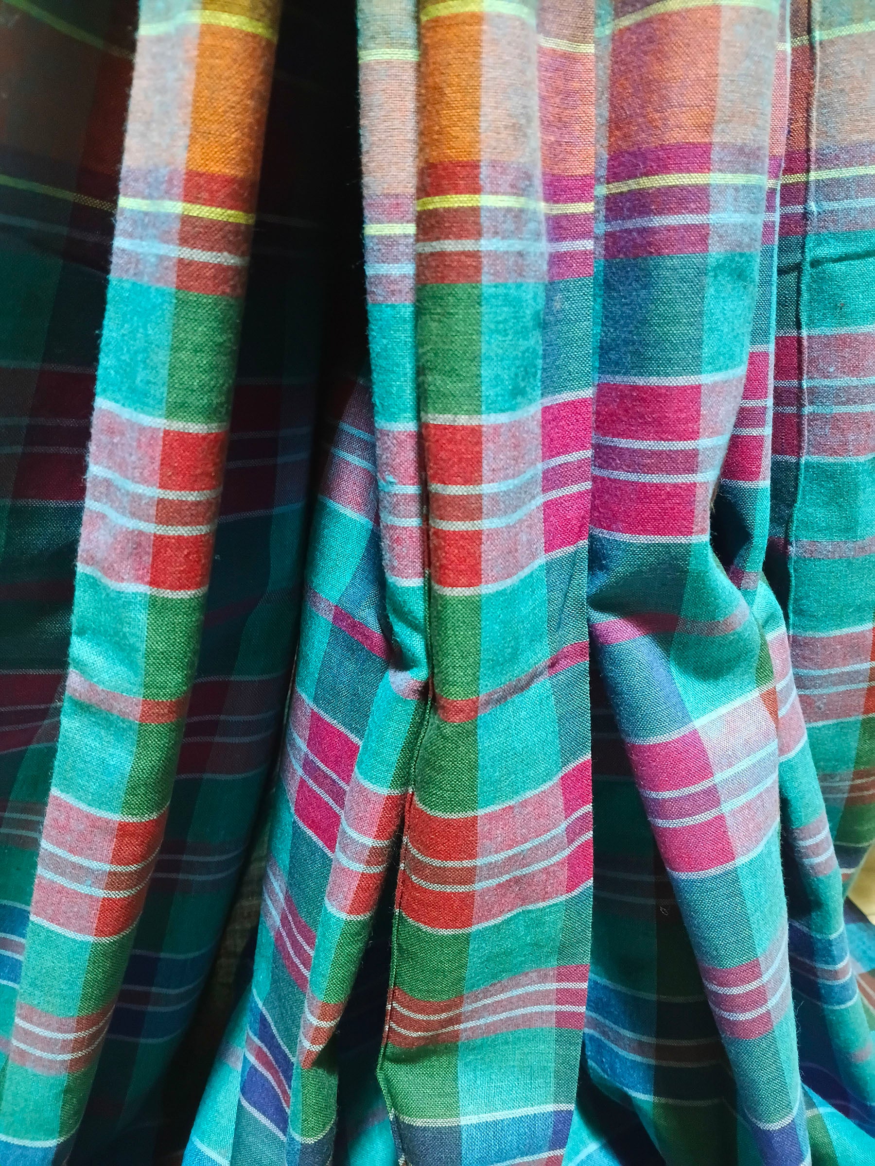 Contemporary Gamchha Cotton Saree – Teal Blue with Multicolor Checks