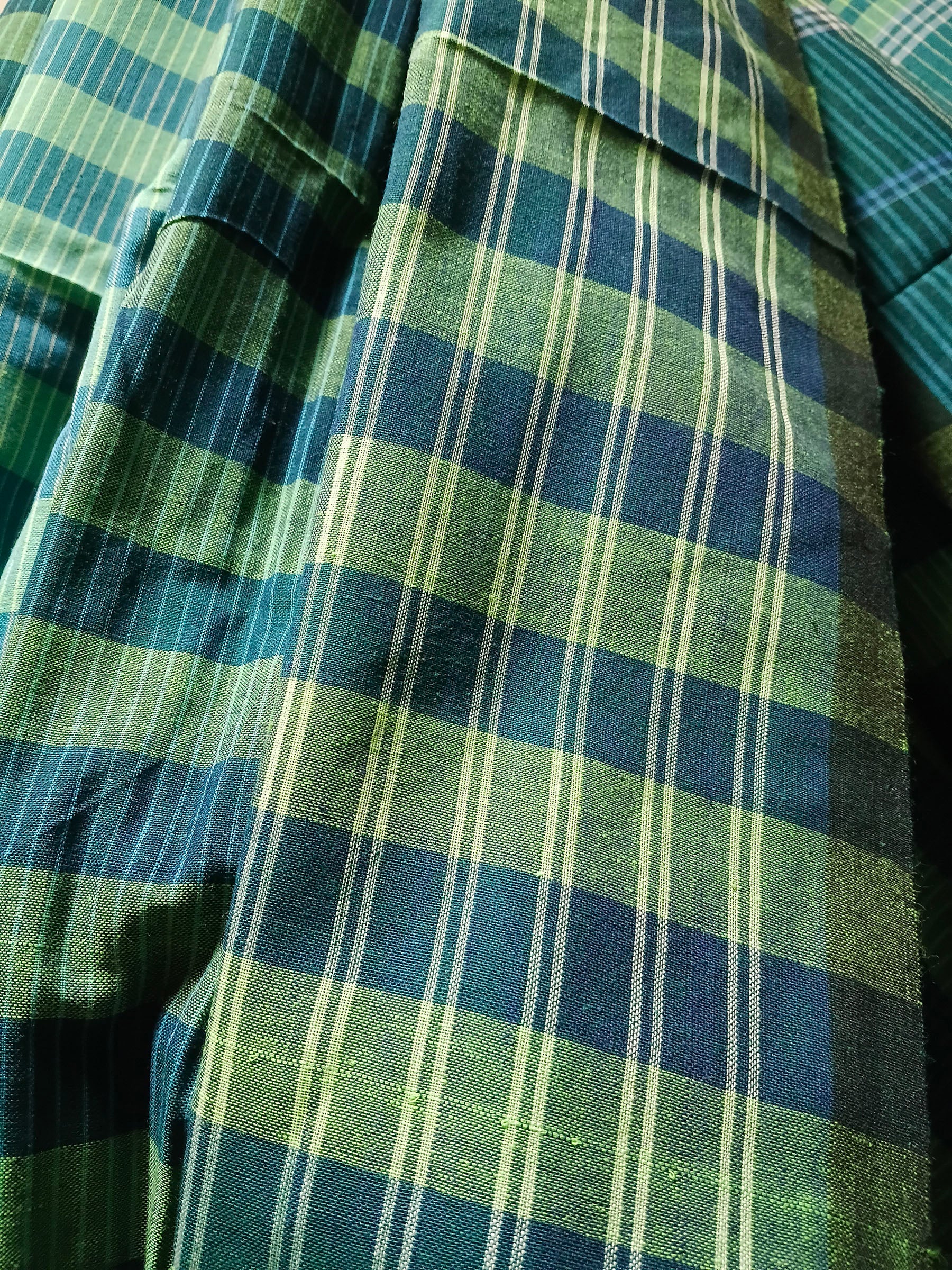 Contemporary Gamchha Cotton Saree – Aqua Green with Teal Checks