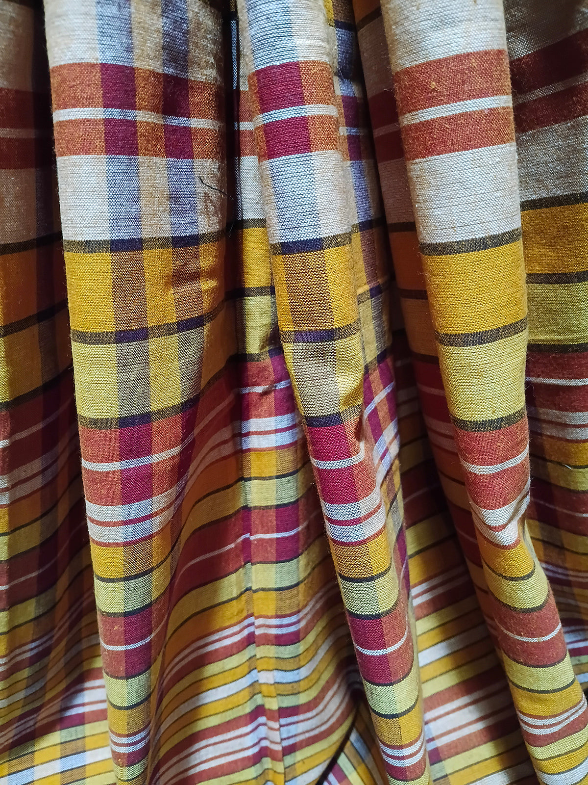 Contemporary Gamchha Cotton Saree – Mustard Yellow & Multicolor Stripes