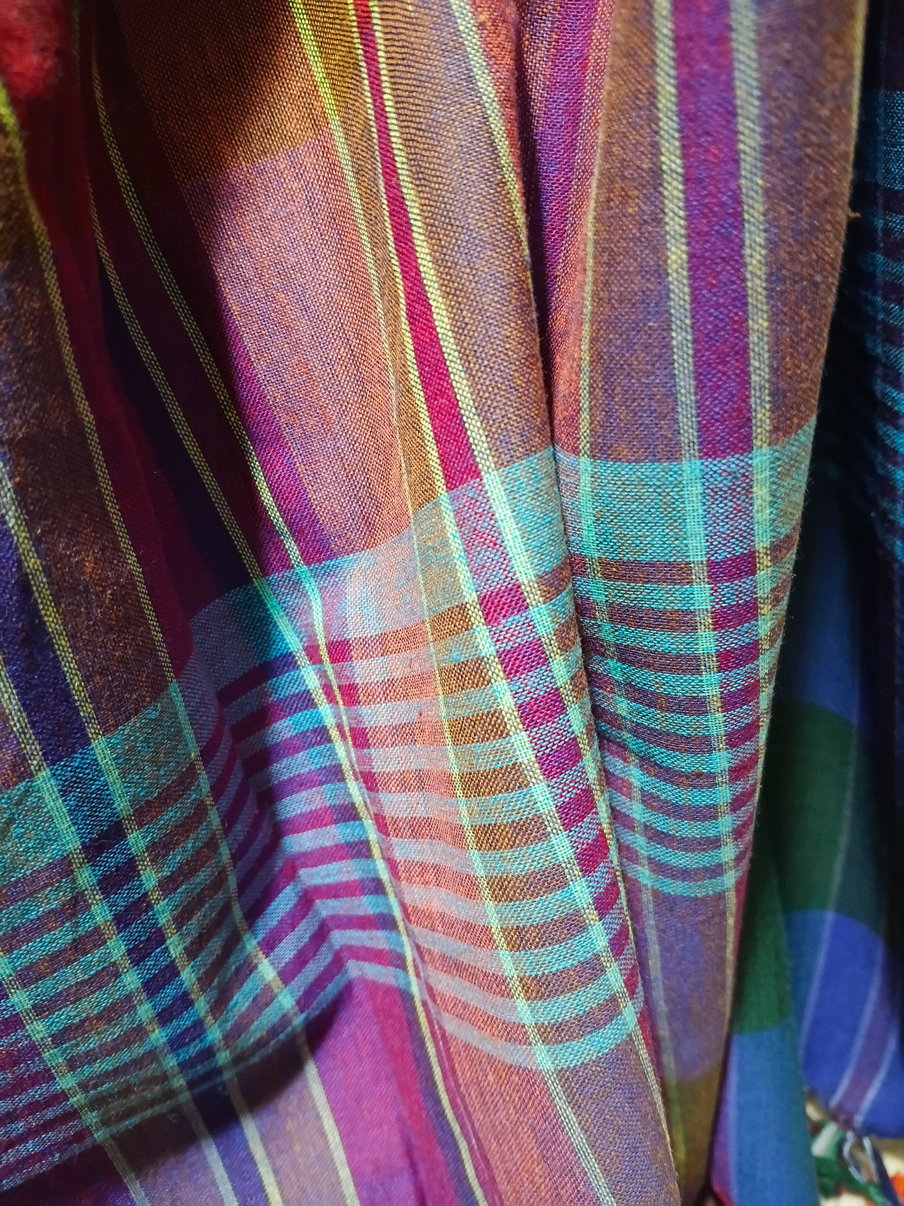 Contemporary Gamchha Cotton Saree – Indigo Blue & Multicolour Checked Handloom Saree