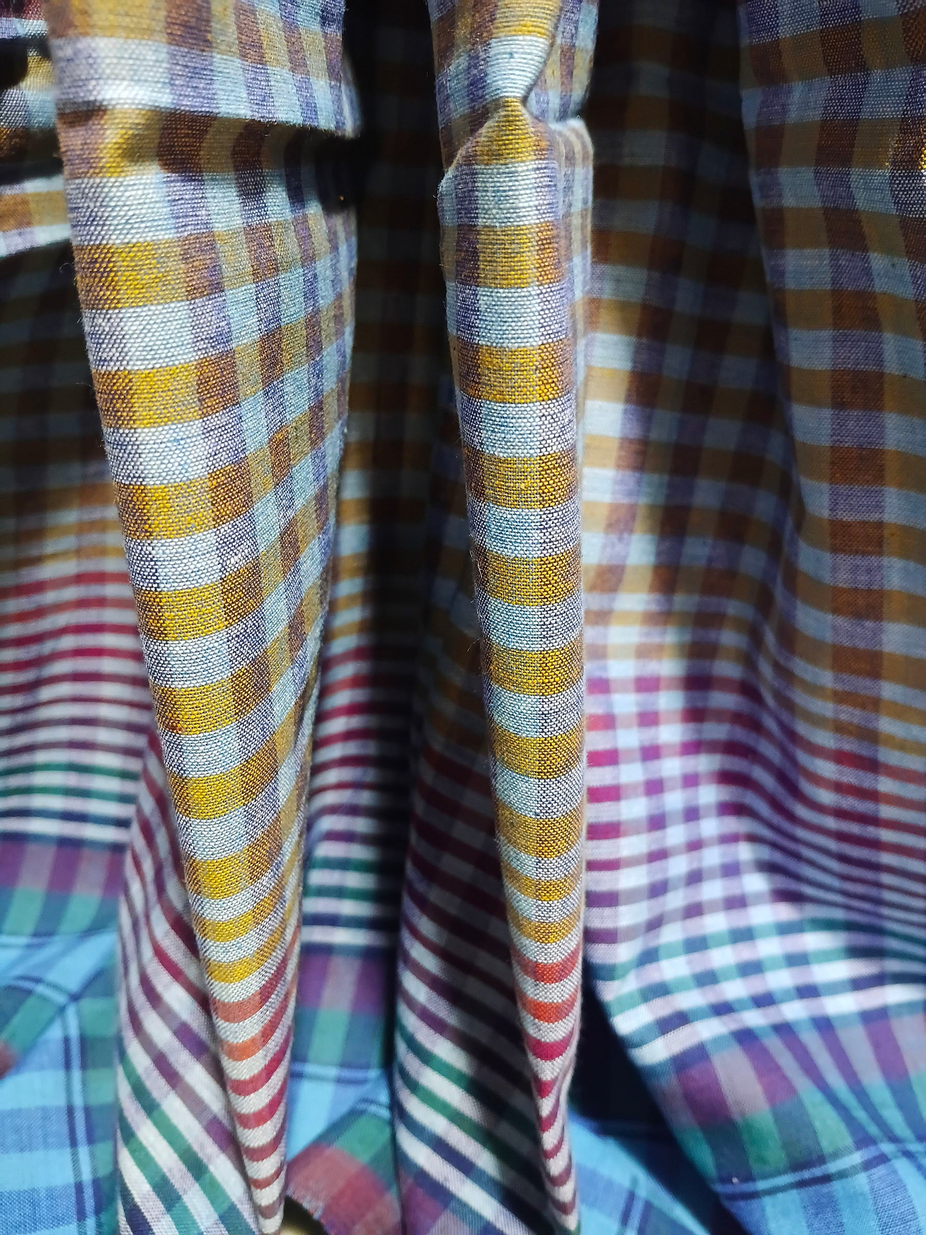 Blue & Purple Checked Gamchha Cotton Saree – Handwoven Bengal Cotton Saree
