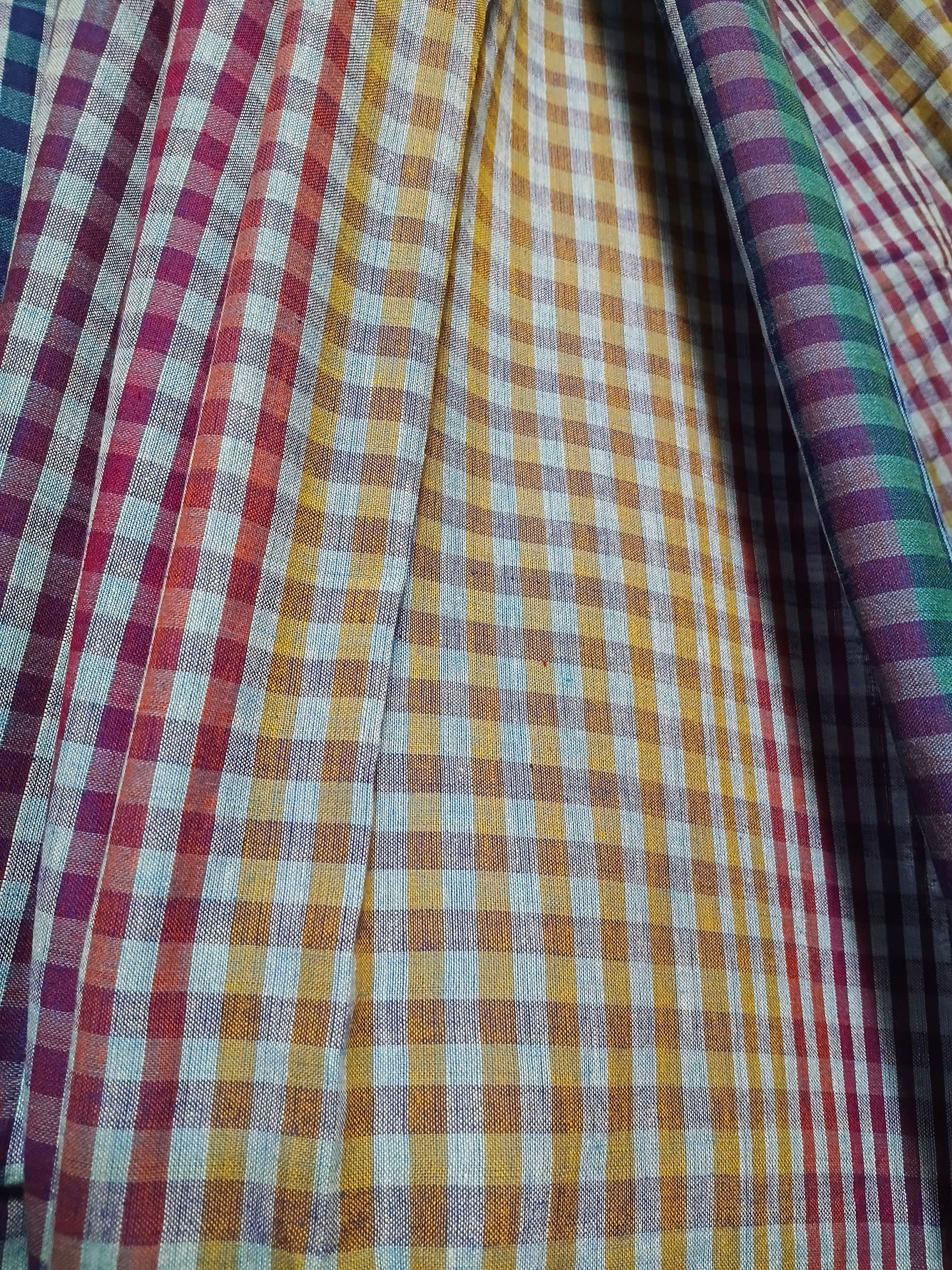Blue & Purple Checked Gamchha Cotton Saree – Handwoven Bengal Cotton Saree