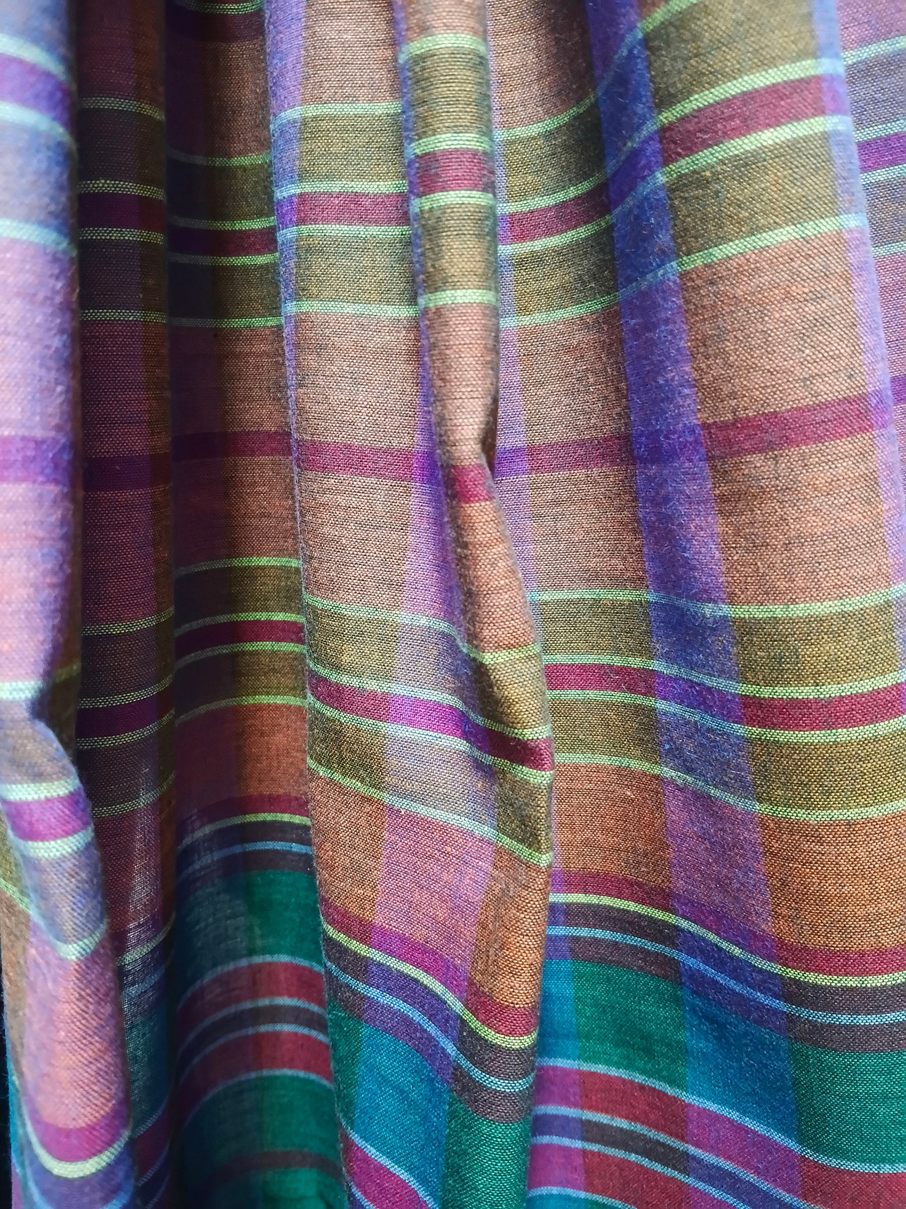 Jewel Tone Checked Handloom Cotton Saree