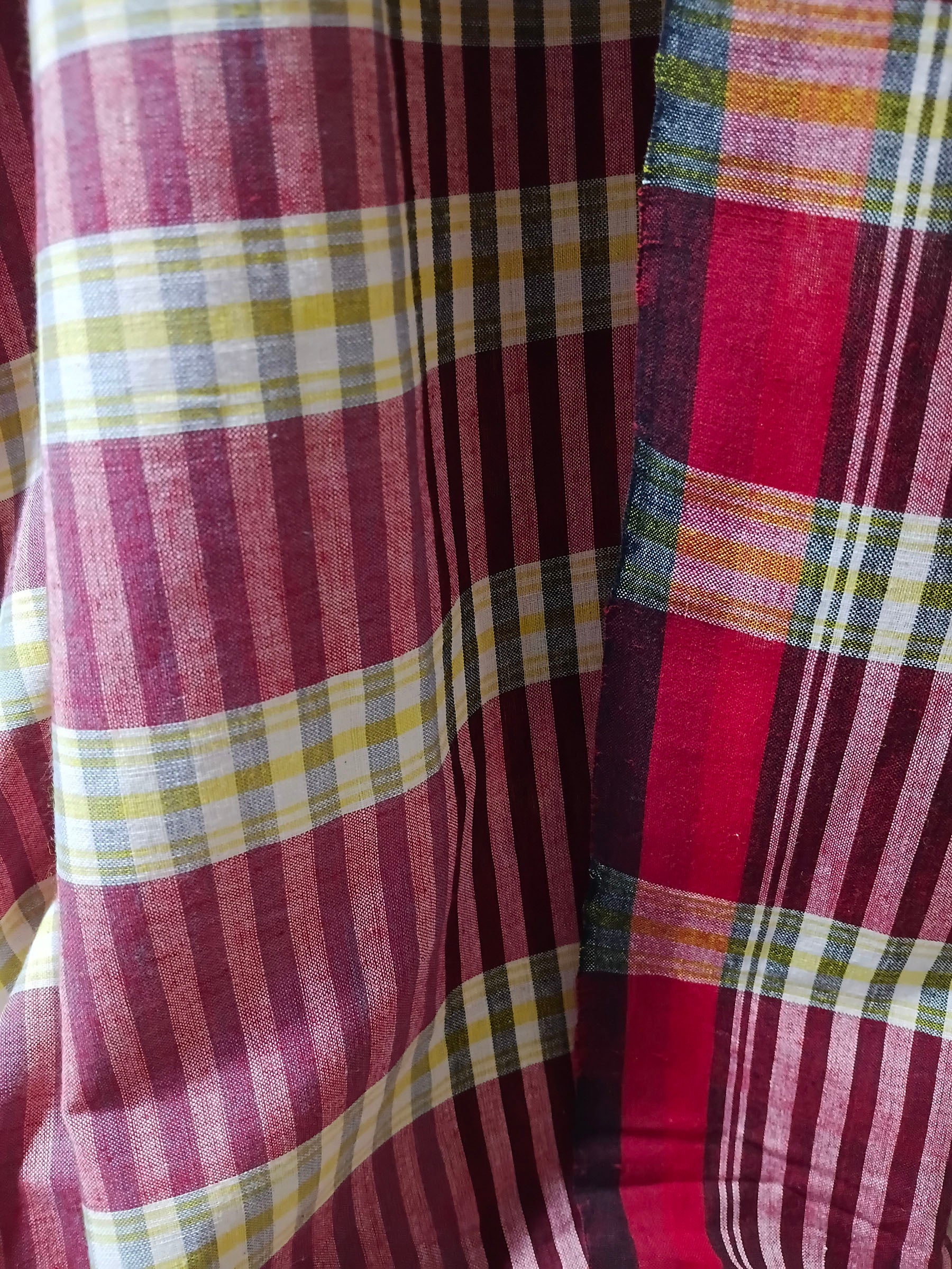 Berry Check Handloom Cotton Saree