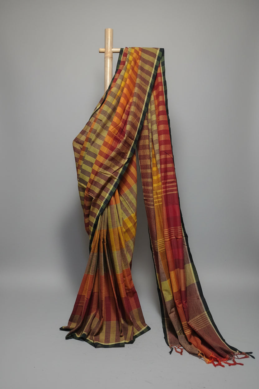Striped saree with a white background