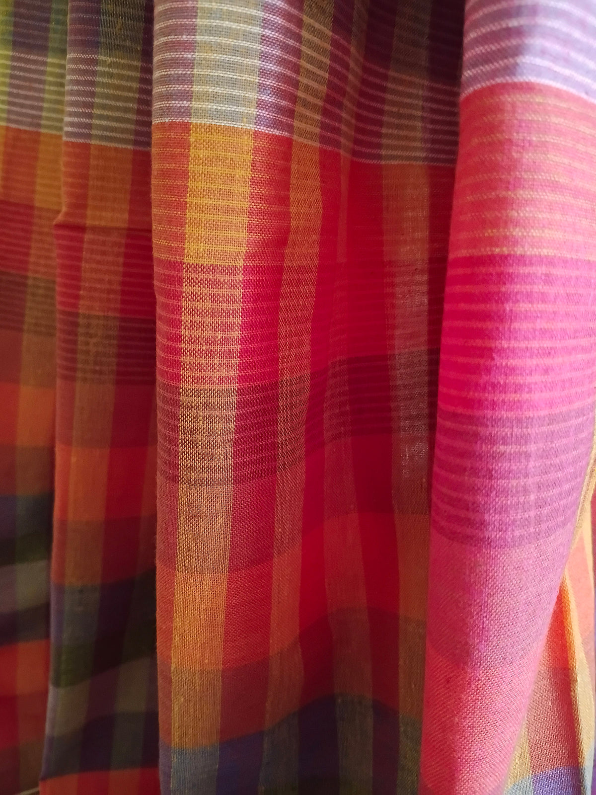 Magenta Purple Multicolour Handloom Gamchha Saree