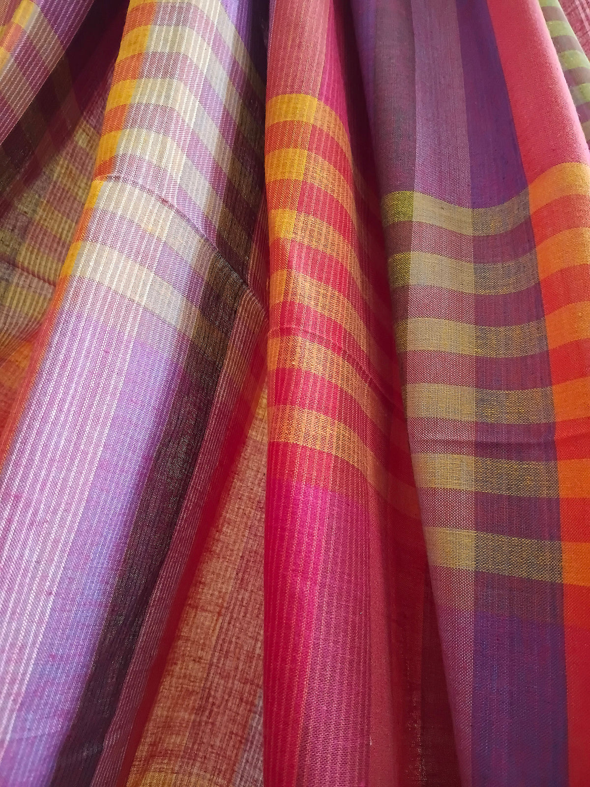 Magenta Purple Multicolour Handloom Gamchha Saree