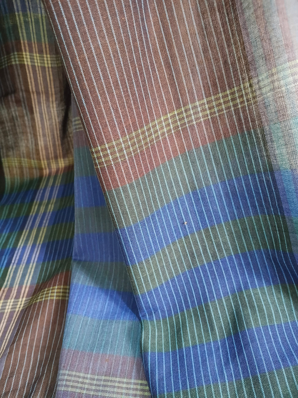 Blue & Green Striped Handloom Saree