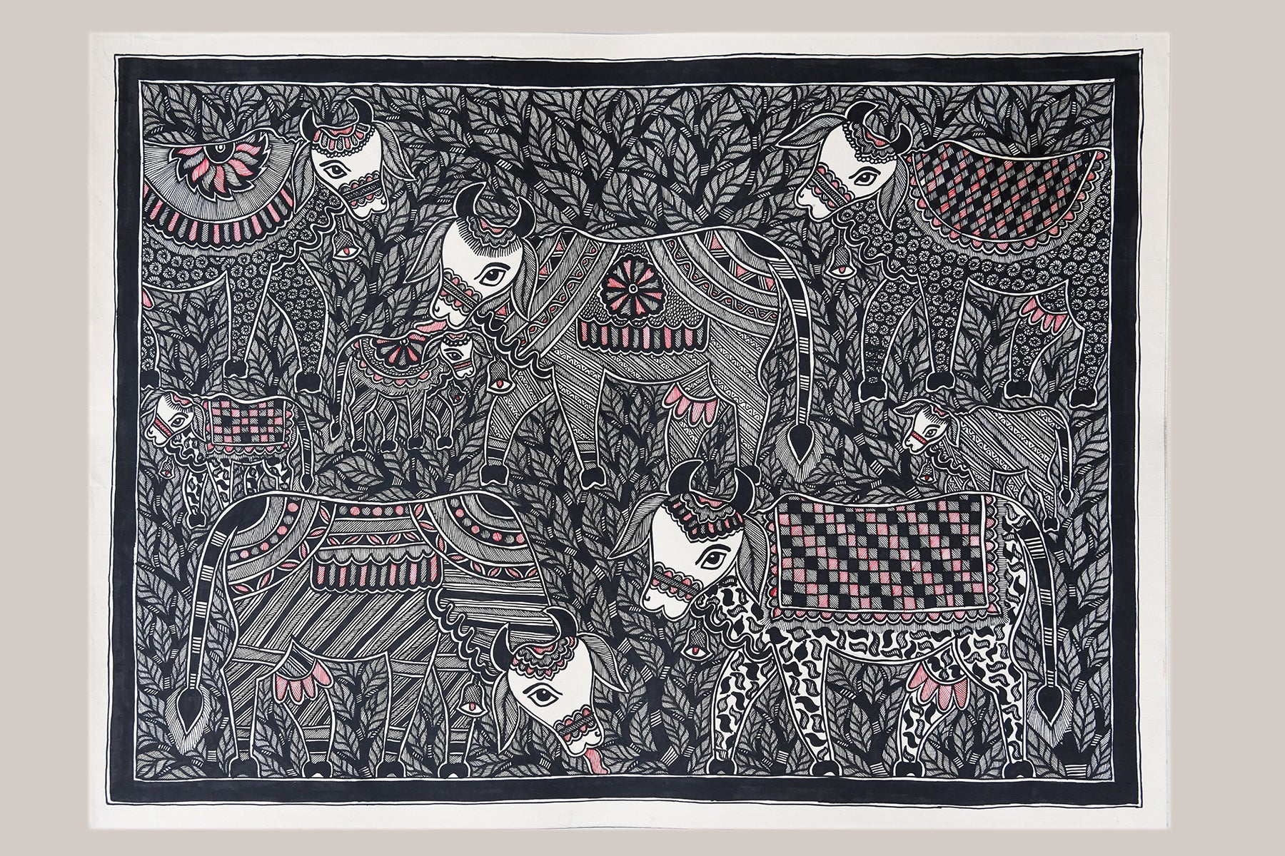 Godna painting "Cows" by Ranjit Paswan