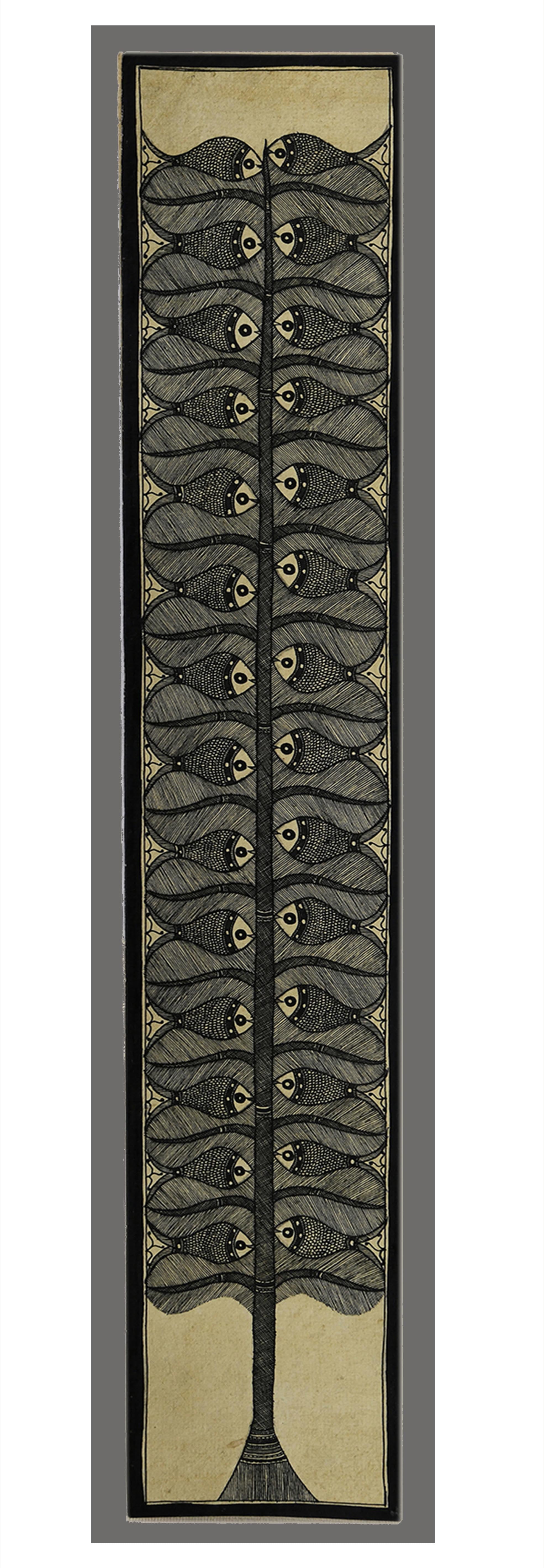 Godna painting "Tree of Life with birds" by Ranjit Paswan