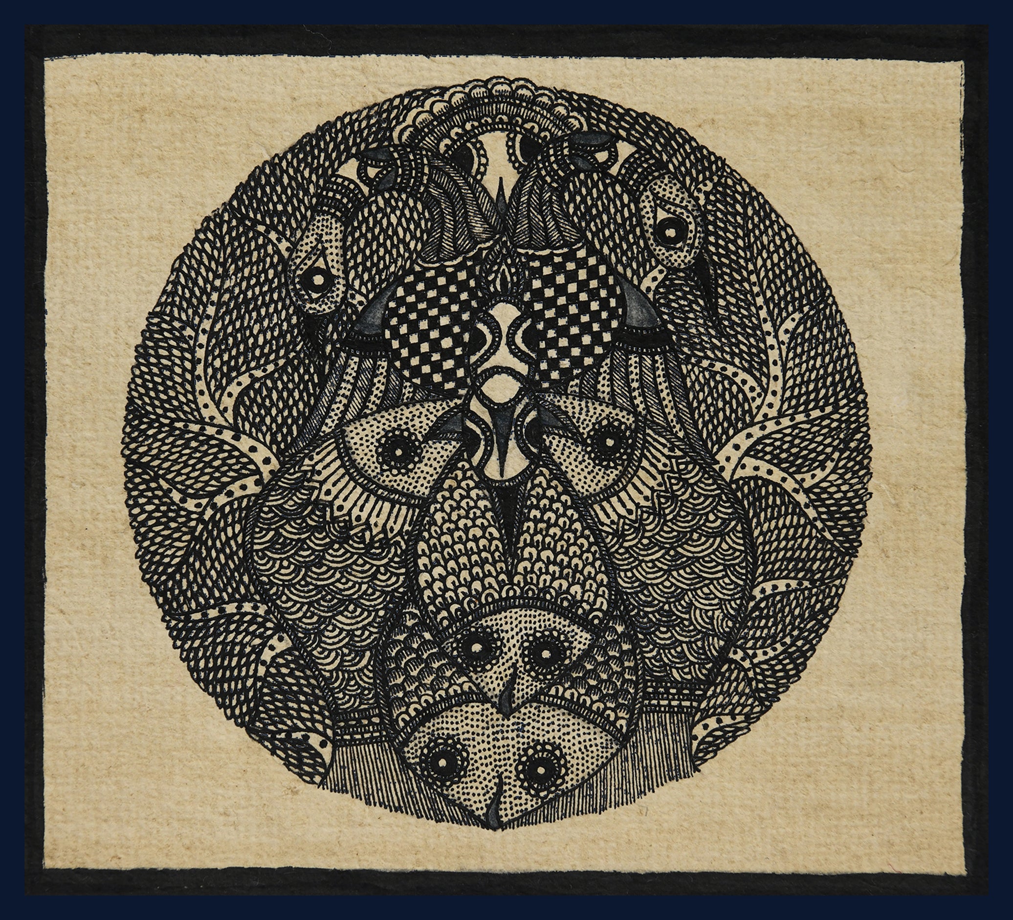 Godna painting "Fishes" by Ranjit Paswan