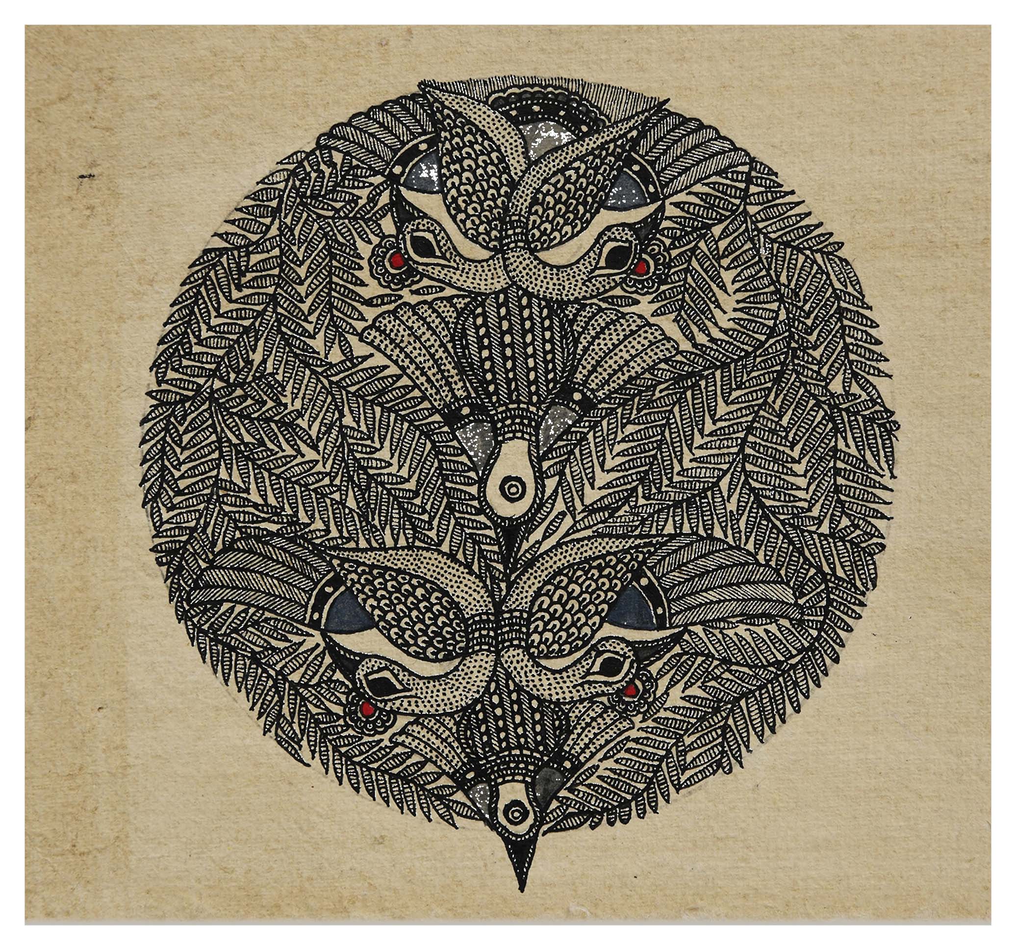 Godna painting "Round tree" by Ranjit Paswan