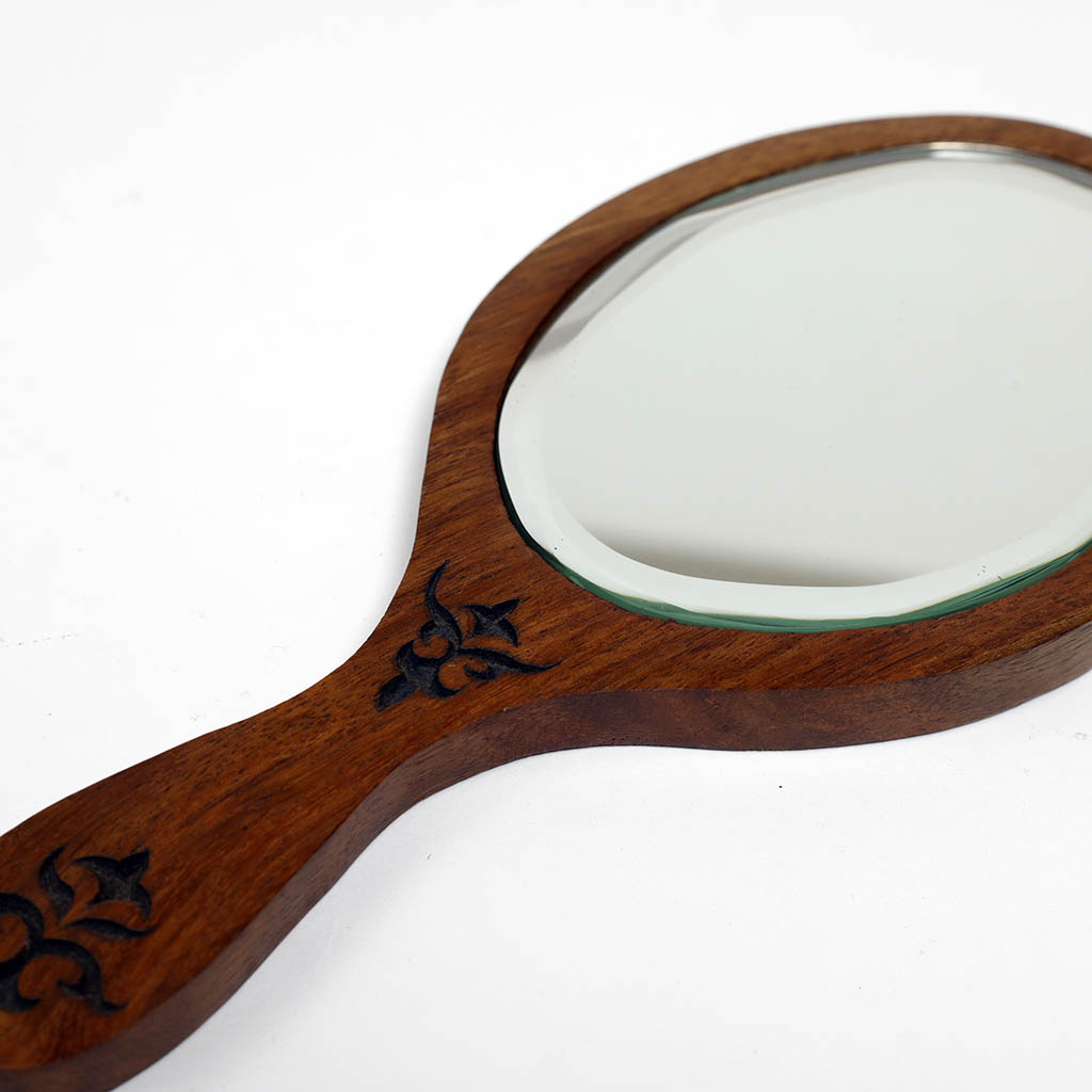 Wood Carved Hand Mirror