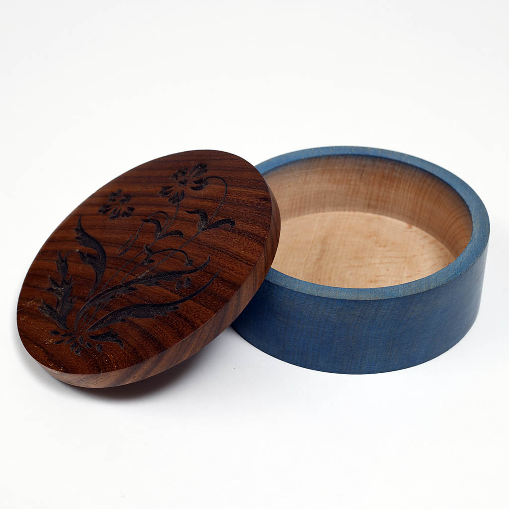 Carved Wooden Round Box