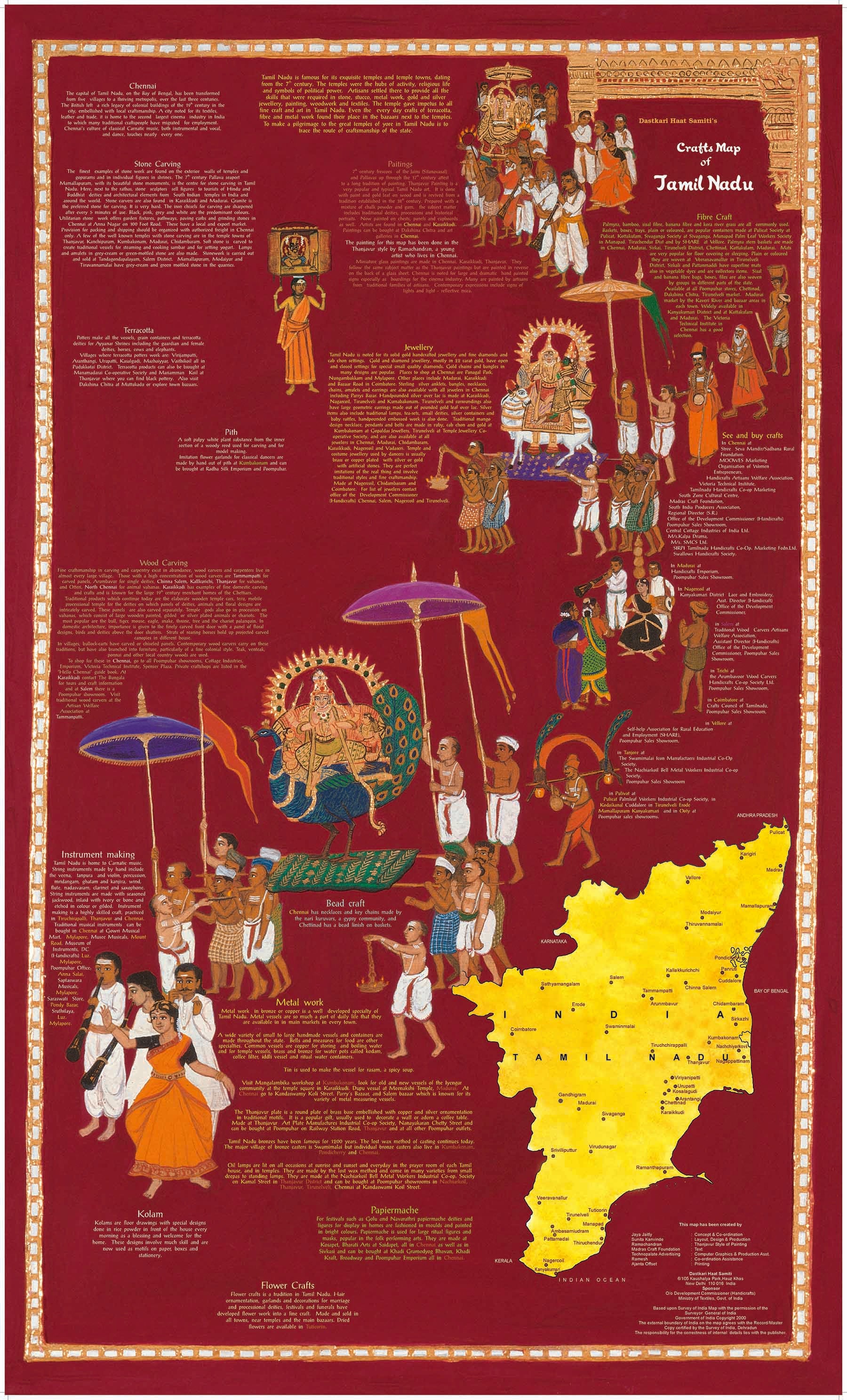 Crafts & Textiles Map of Tamil Nadu