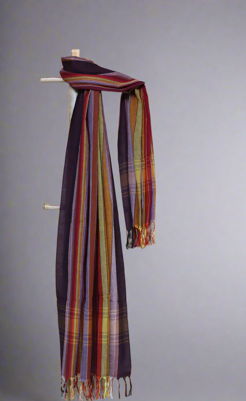 Multicolor Handloom Cotton Dupatta – Crafted in Bengal