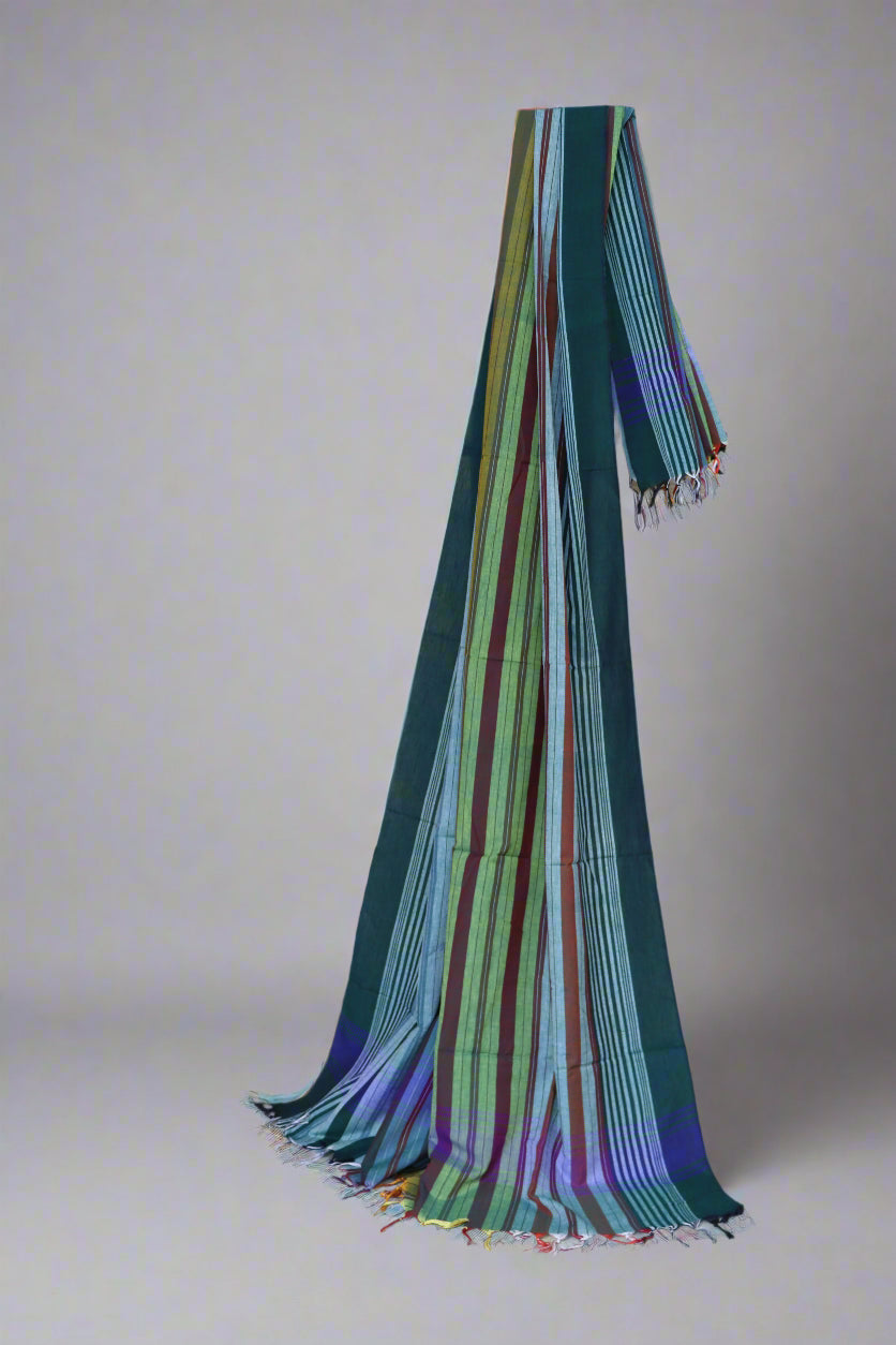 Multicolor Handloom Cotton Dupatta – Crafted in Bengal