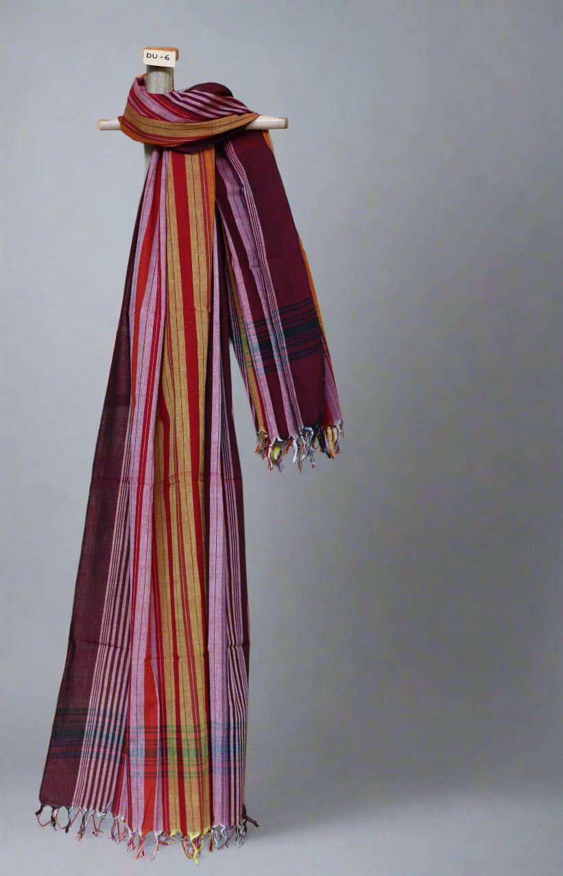 Multicolor Handloom Cotton Dupatta – Crafted in Bengal