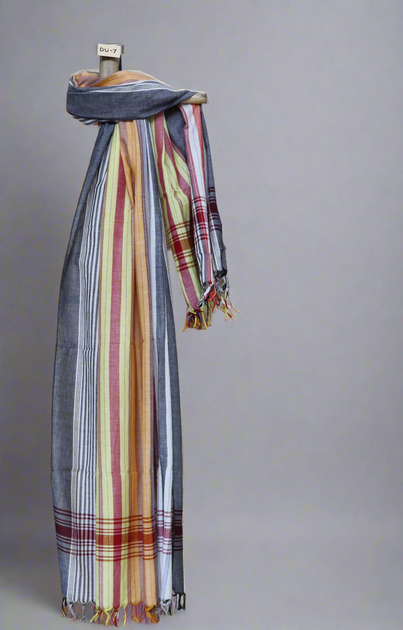 Multicolor Handloom Cotton Dupatta – Crafted in Bengal