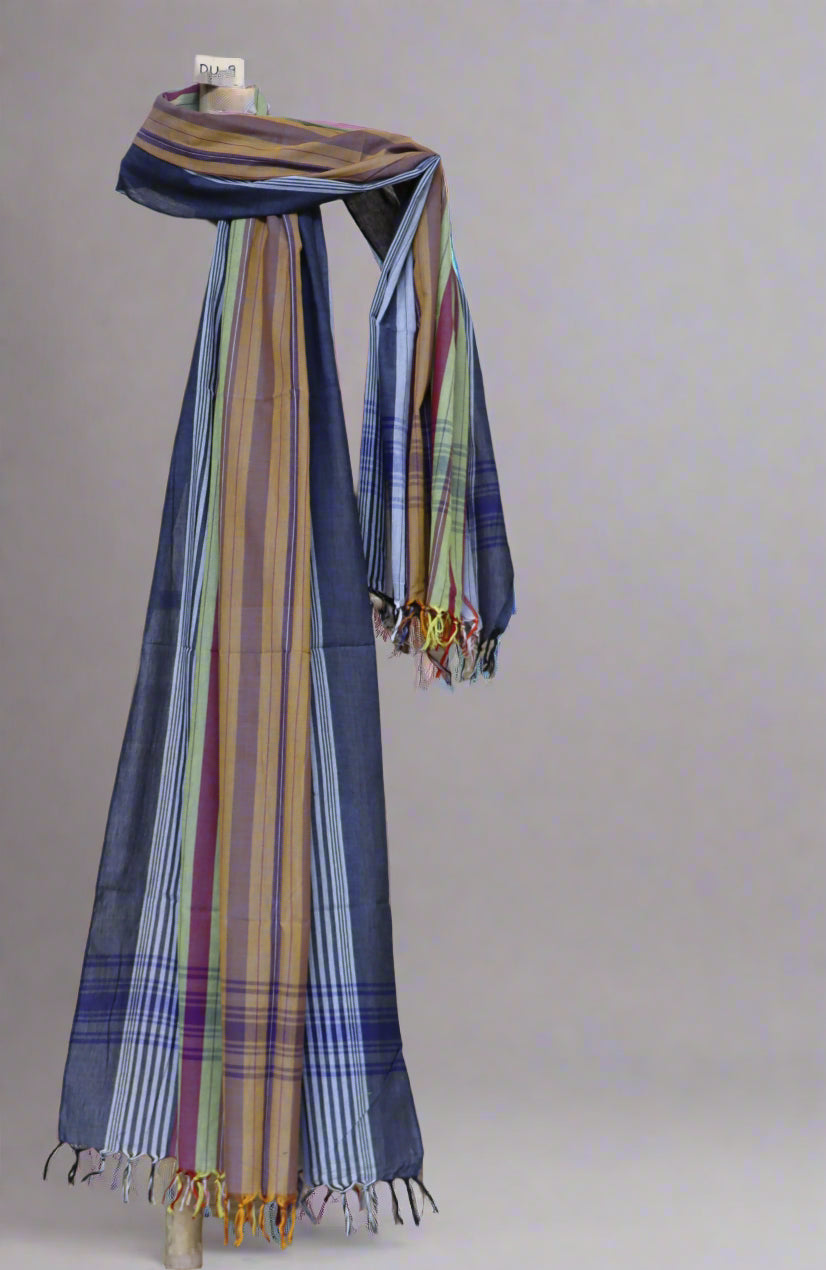 Multicolor Handloom Cotton Dupatta – Crafted in Bengal