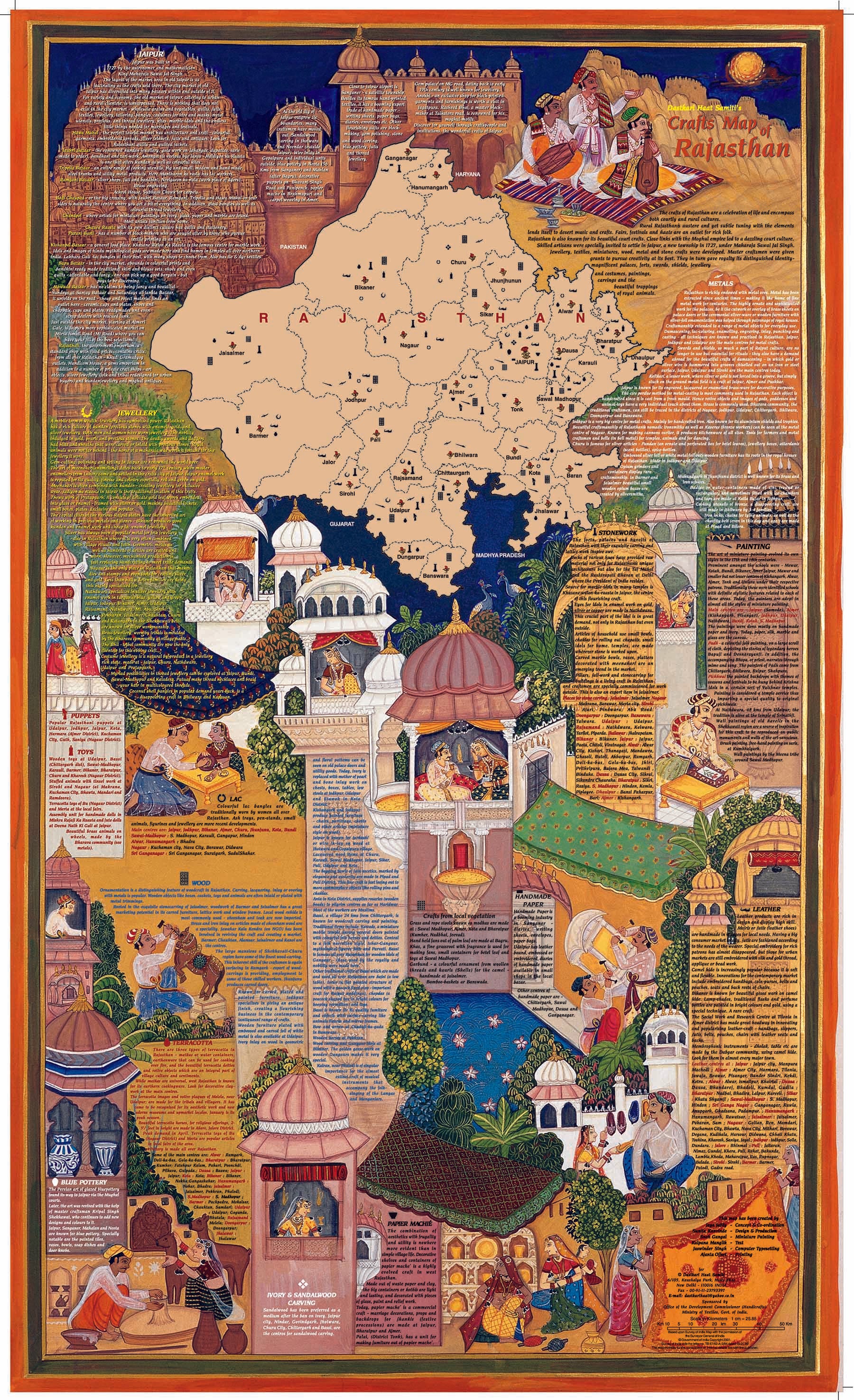 Crafts & Textiles Map of Rajasthan, Single Side Print - Front
