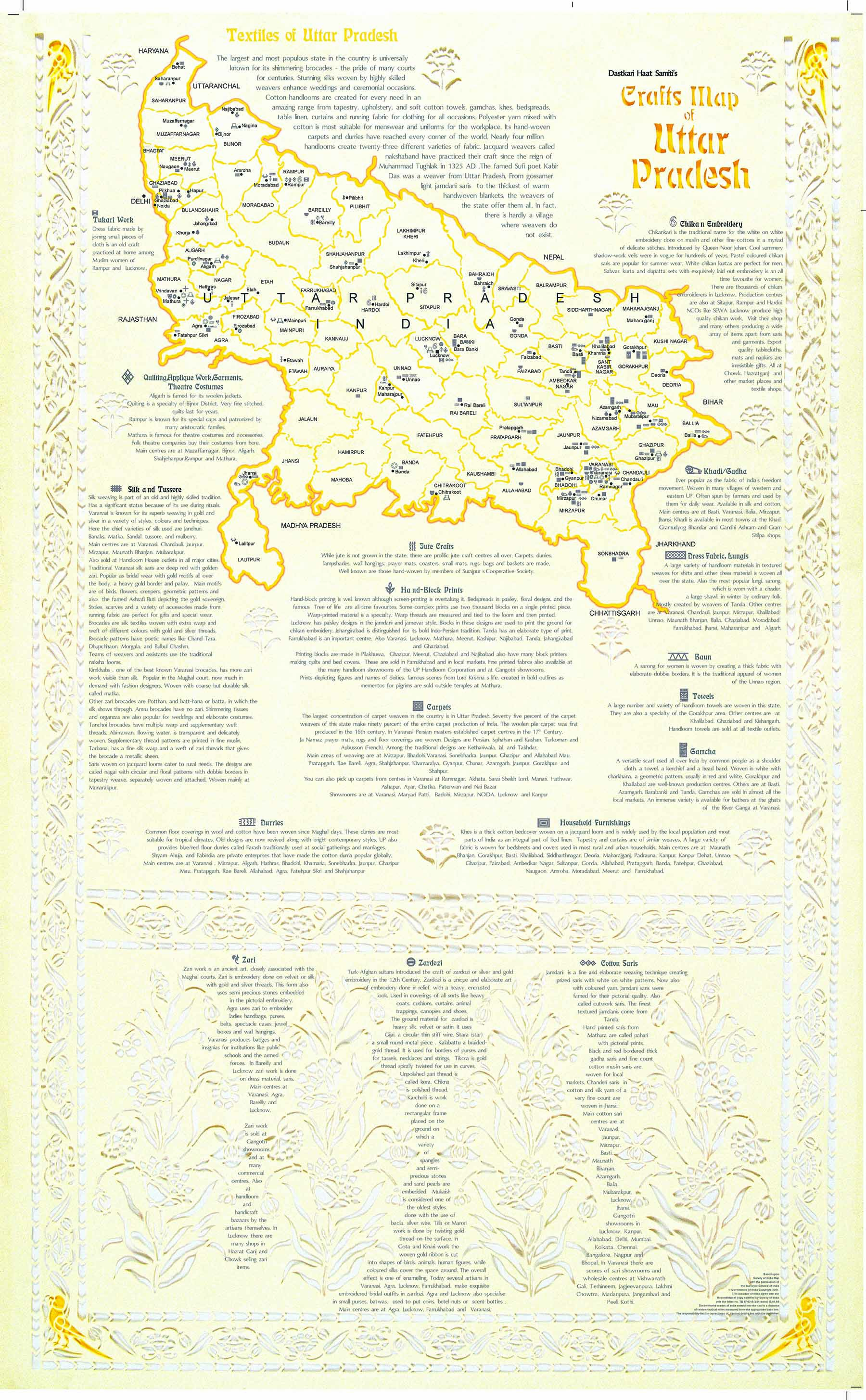 Crafts & Textiles Map of Uttar Pradesh