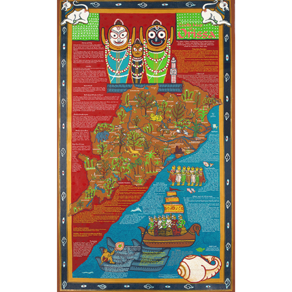 Crafts & Textiles Map of Odisha, Double Side Print