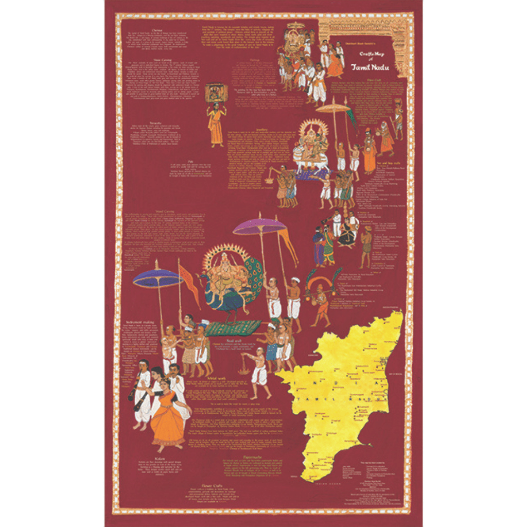 Crafts & Textiles Map of Tamil Nadu, Single Side Print - Back