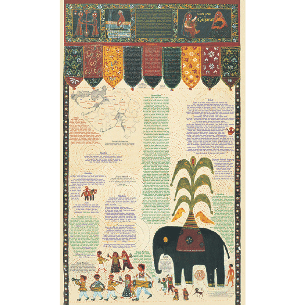 Crafts & Textiles Map of Gujarat, Single Side Print - Front
