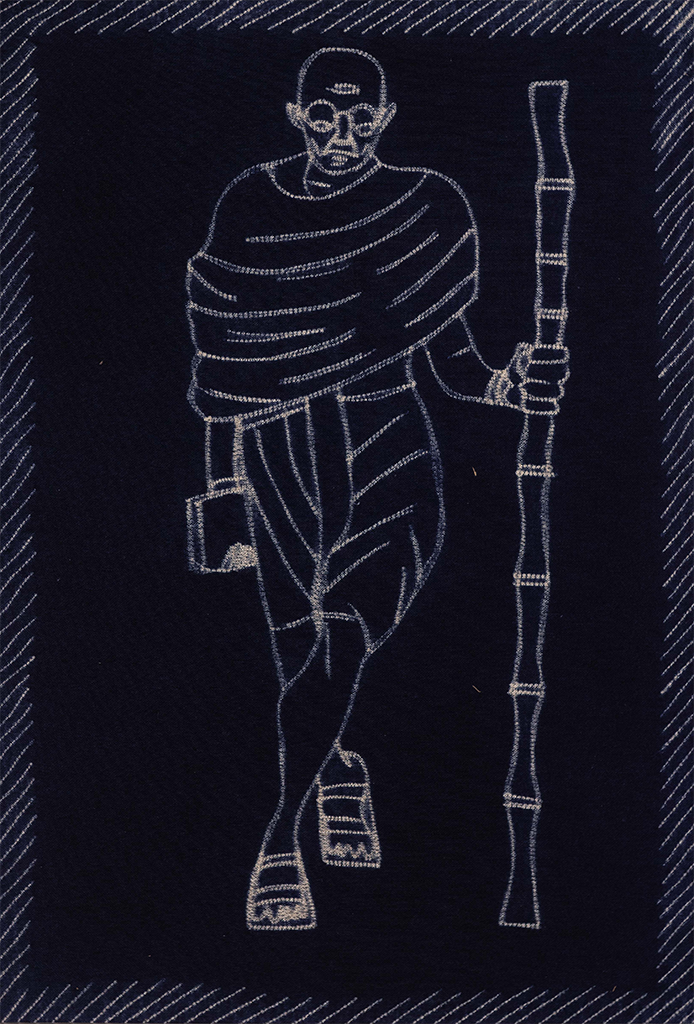 Mahatma Gandhi's Portrait - Tapestry in Shibori