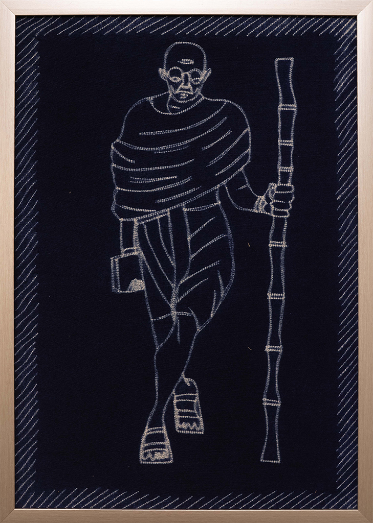 Mahatma Gandhi's Portrait - Tapestry in Shibori