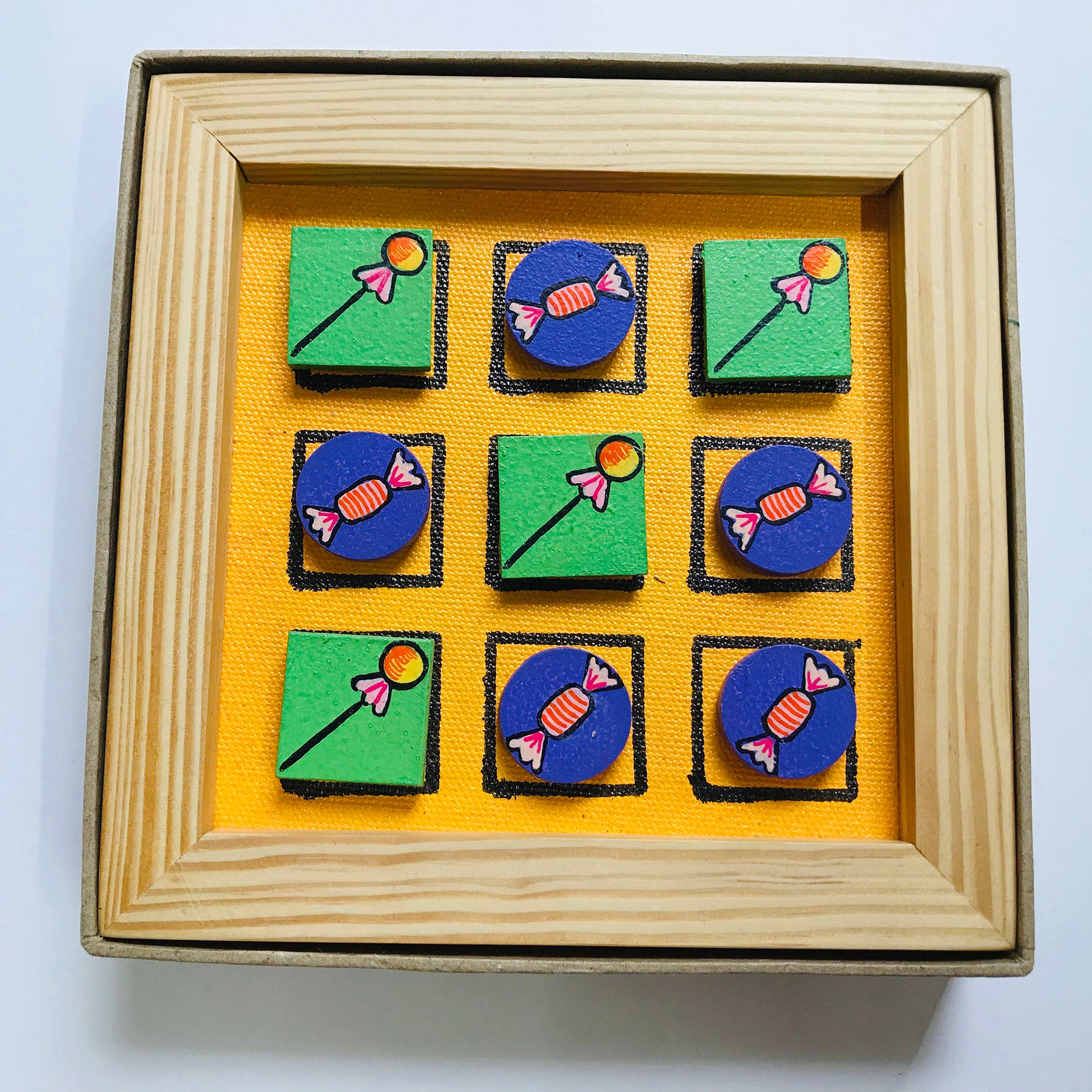 Handpainted Noughts and Crosses (Tic Tac Toe) board game