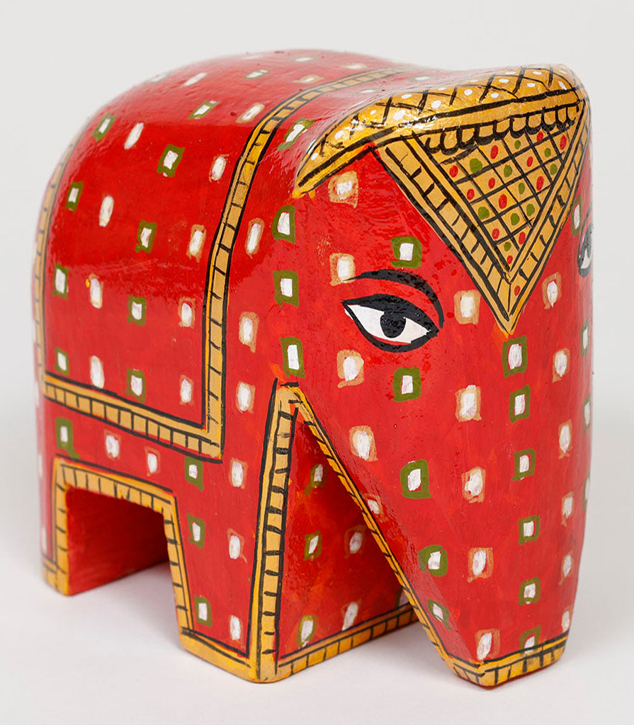 Wooden Elephant - Bandhini Design