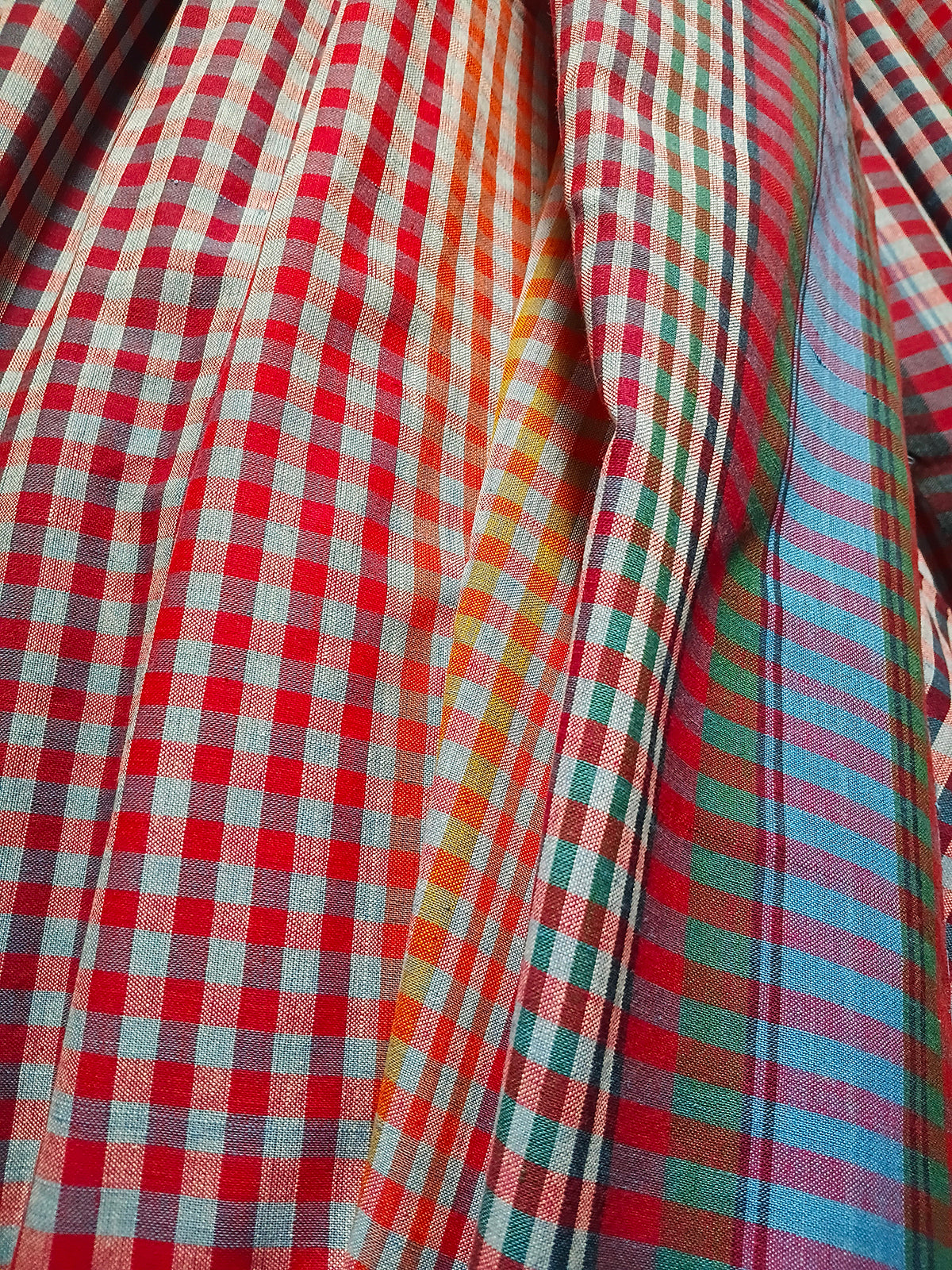 Contemporary Gamchha Cotton Saree – Rose Pink & Sky Blue Checks