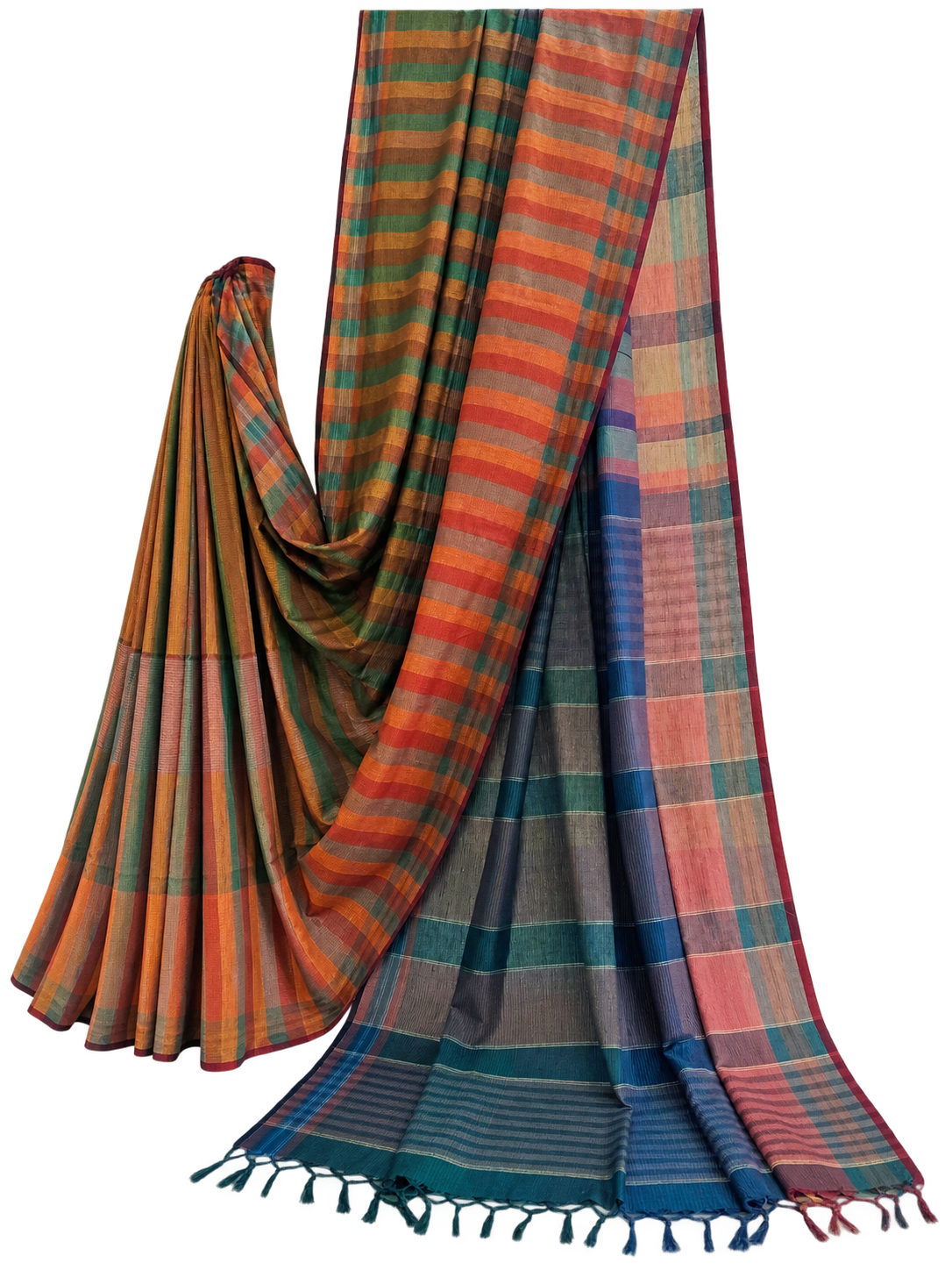Earthy Striped Handloom Gamchha Saree