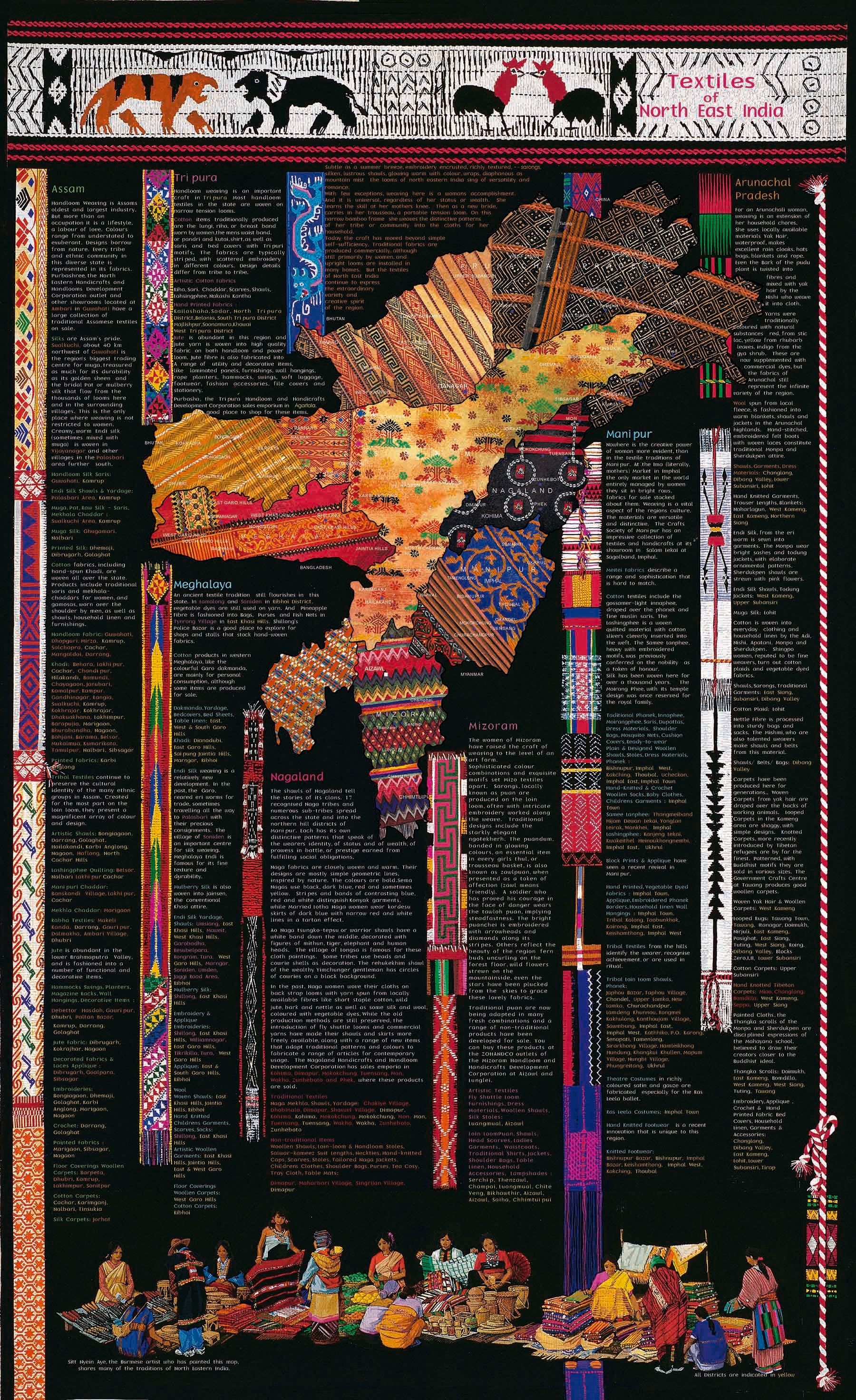 Crafts & Textiles Map of North East India