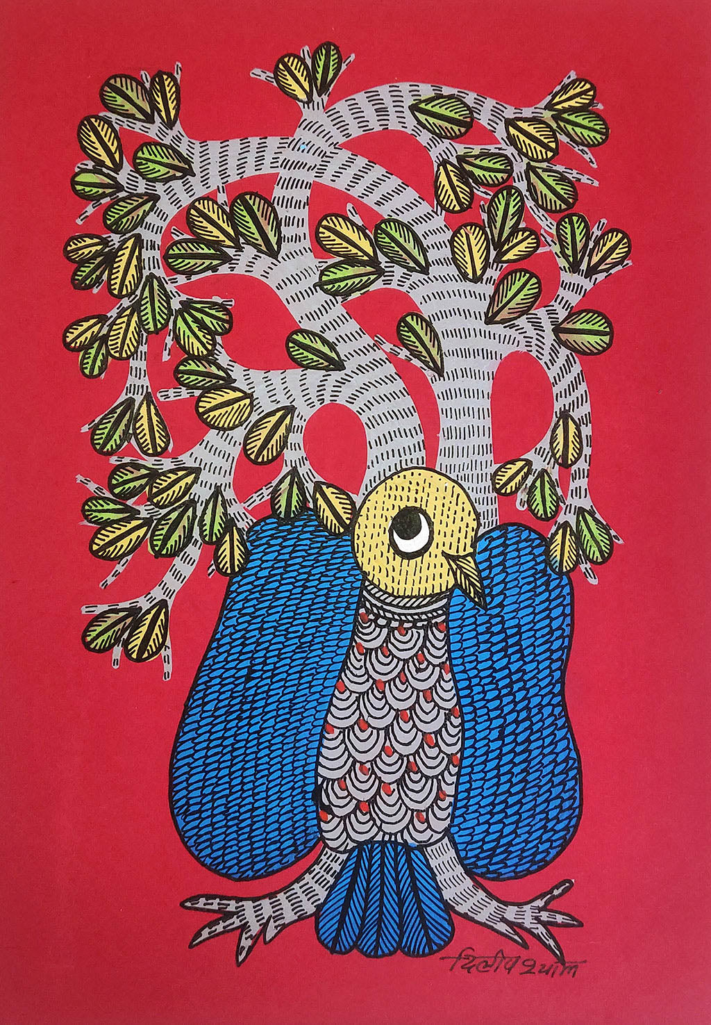Gond folk art painting by Dilip Shyam